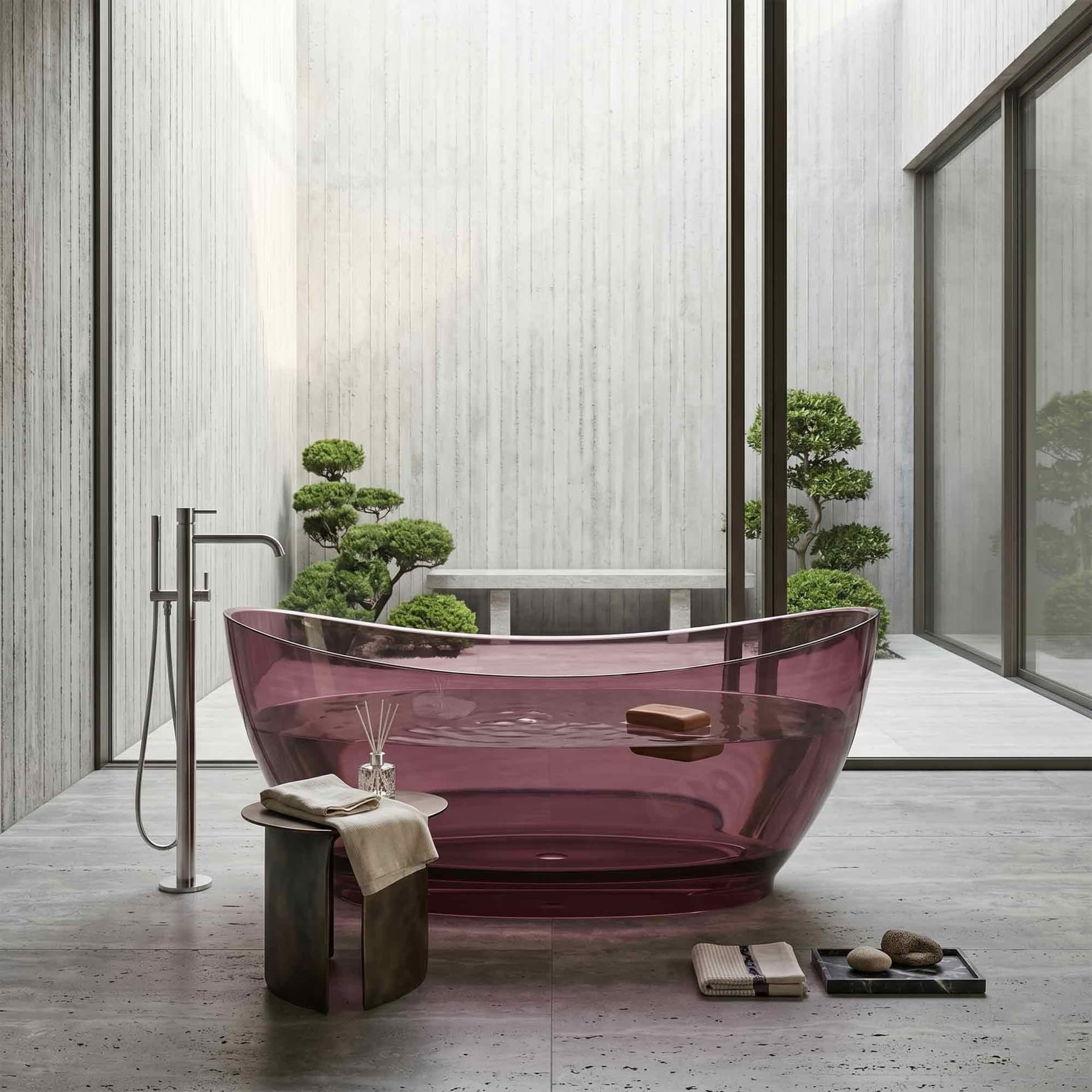 Vasca free standing in acrilico traslucido bordeaux 170x78 SINFONIA