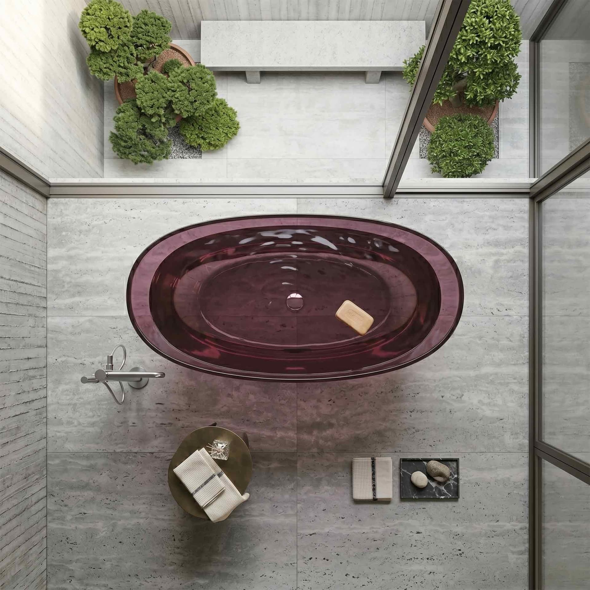 Vasca free standing in acrilico traslucido bordeaux 170x78 SINFONIA - 2