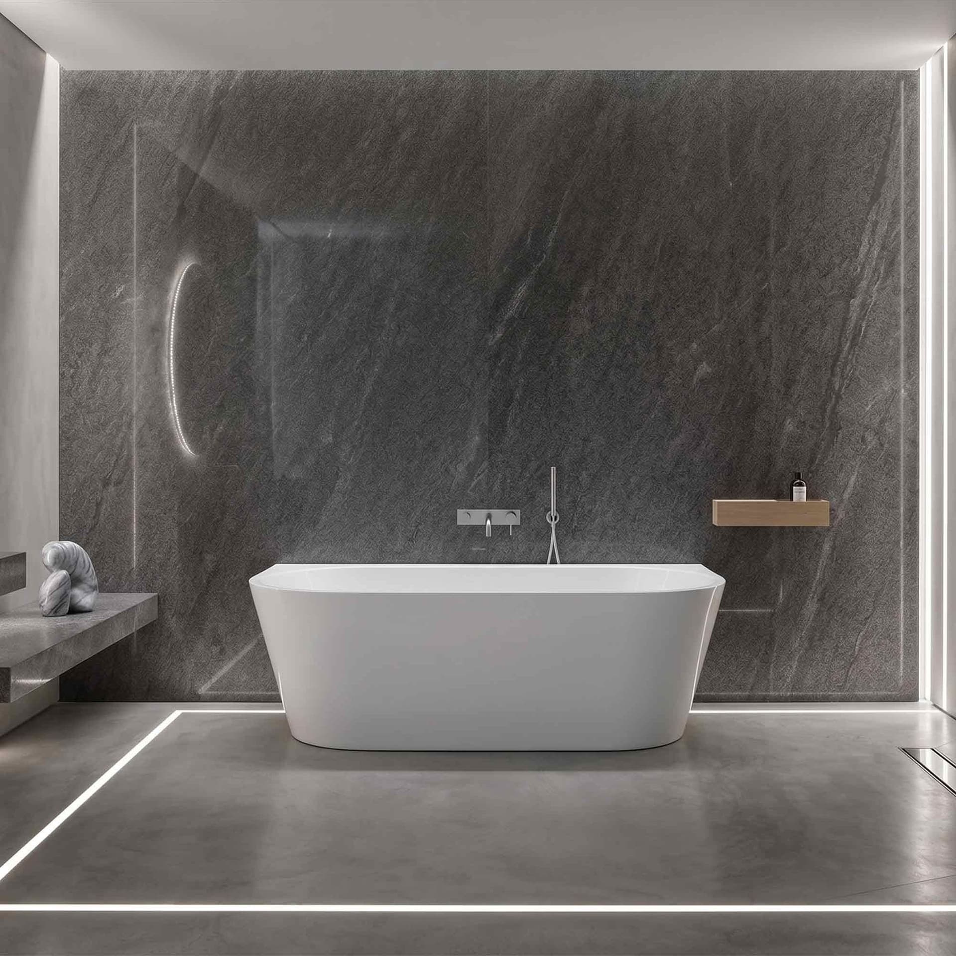 Vasca centro parete free standing Bianco lucido 160x75 RIVER - 3