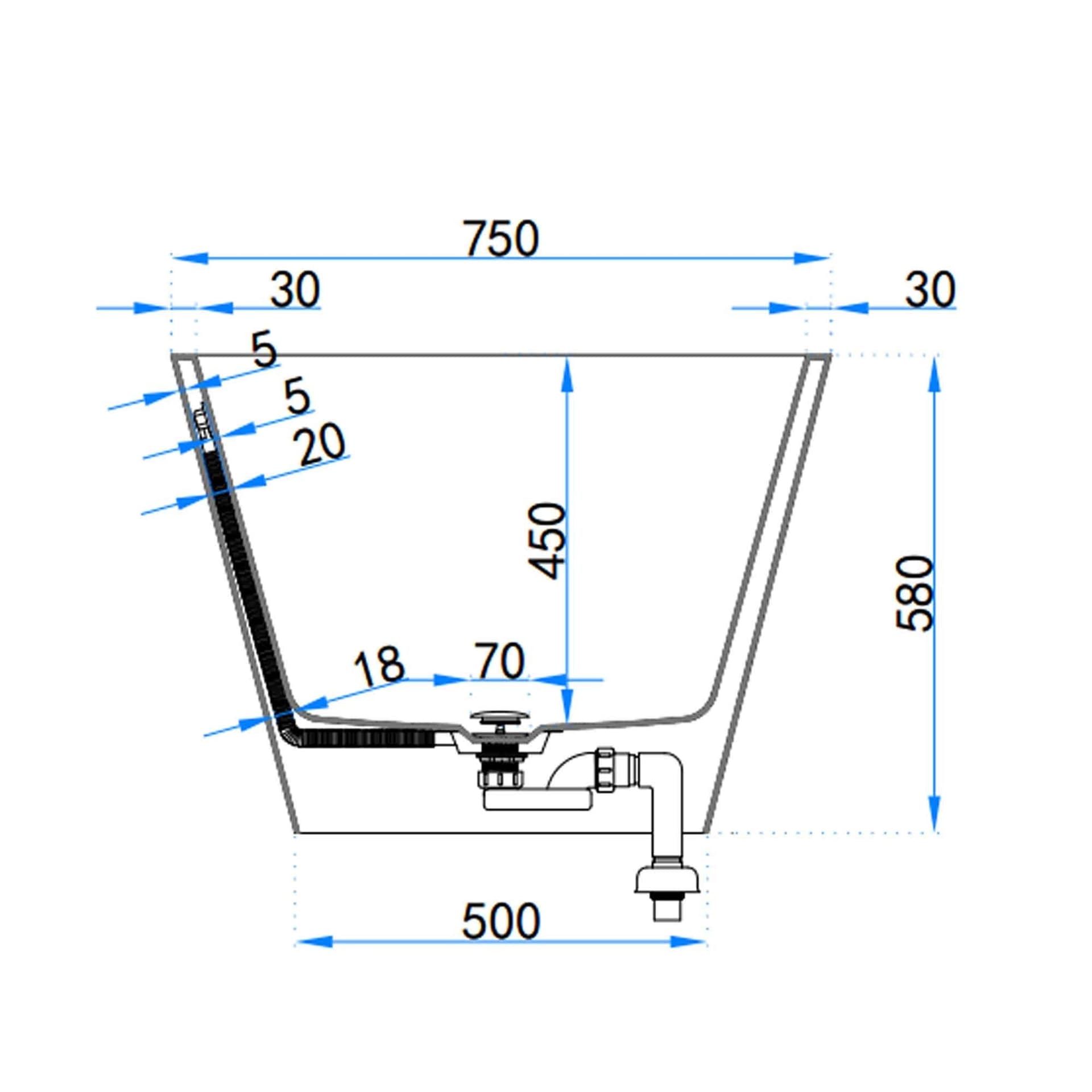 Vasca centro parete free standing Bianco lucido 160x75 RIVER - 4