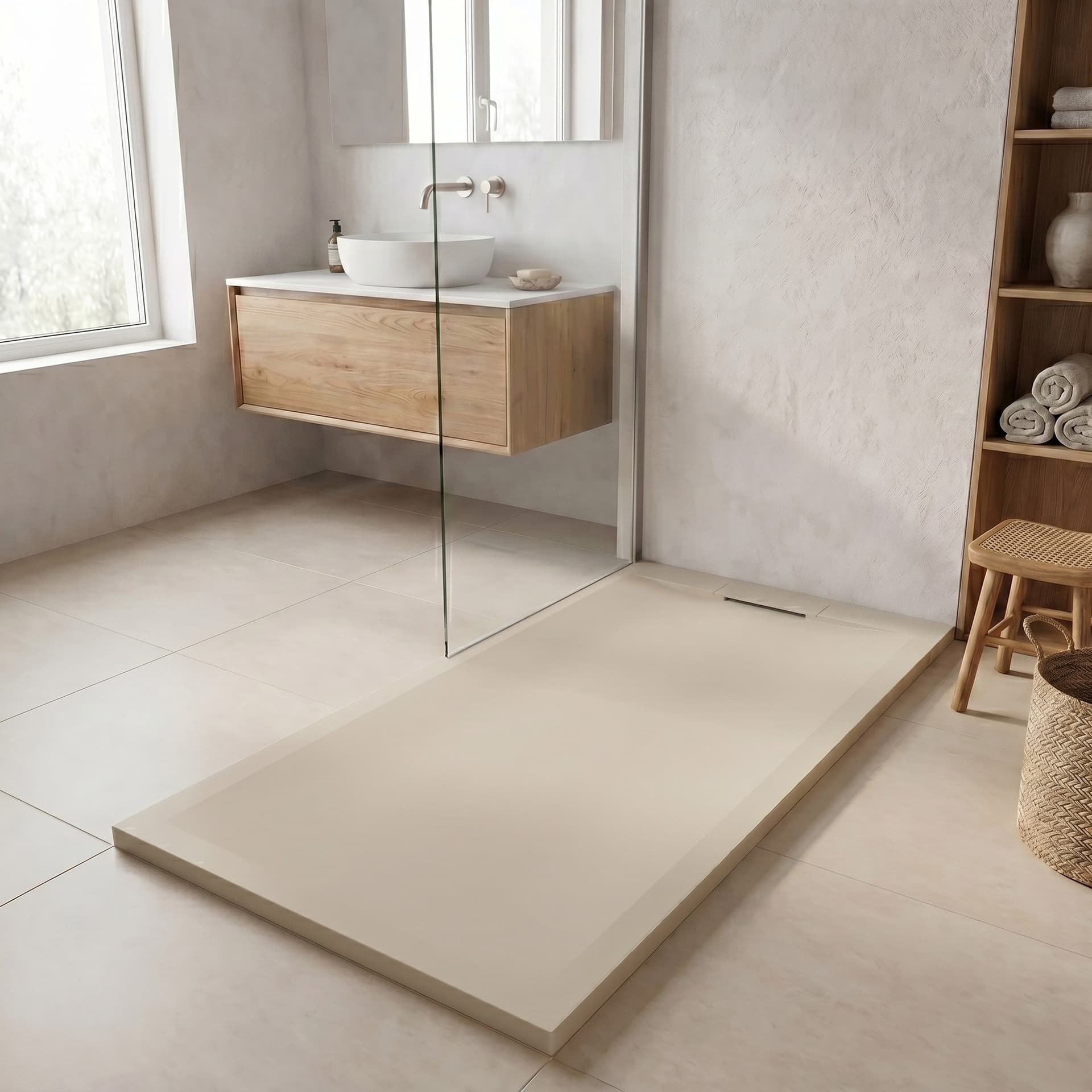 Piatto doccia in marmoresina Sabbia effetto pietra cemento ZEN - 2