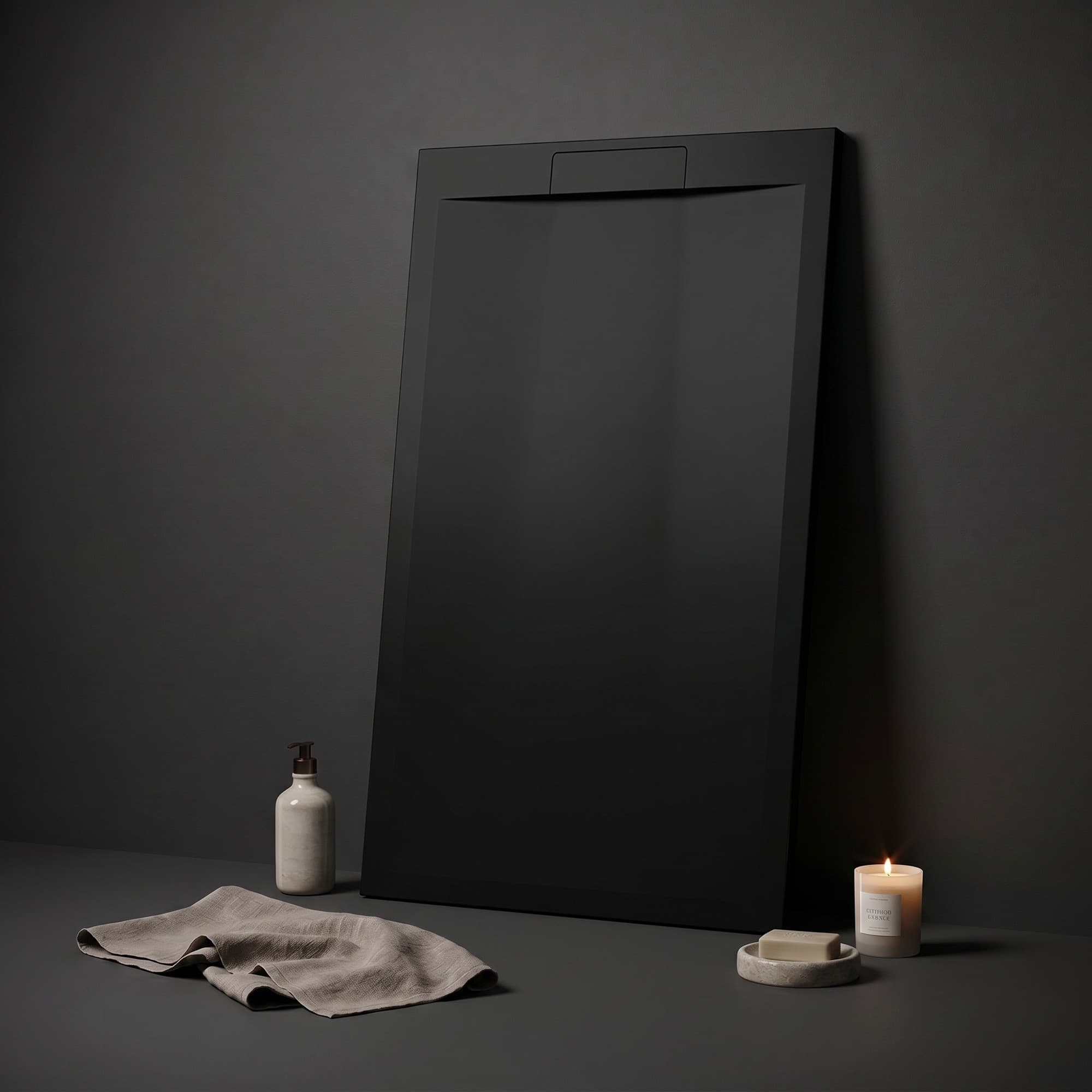 Piatto doccia in marmoresina NERO effetto pietra cemento ZEN