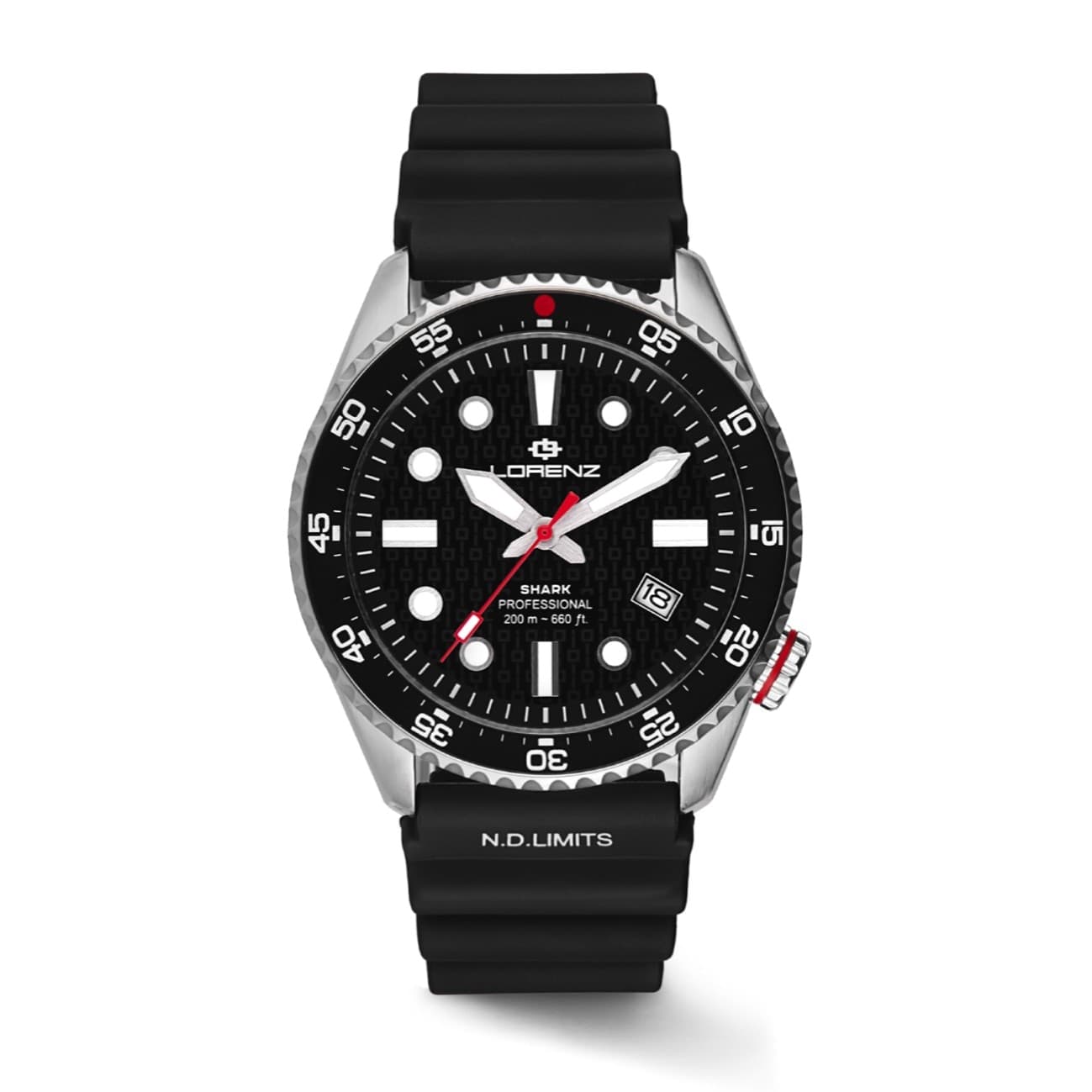 Lorenz Shark 5 – Orologio Uomo Automatico Acciaio Nero 200 m (30255AA) - 2