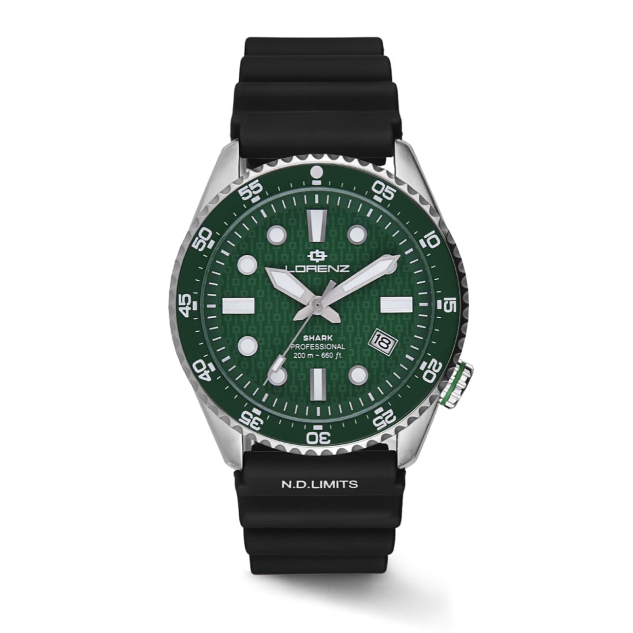 Lorenz Shark 5 – Orologio Uomo Automatico Acciaio Verde 200 m (30255CC) - 2