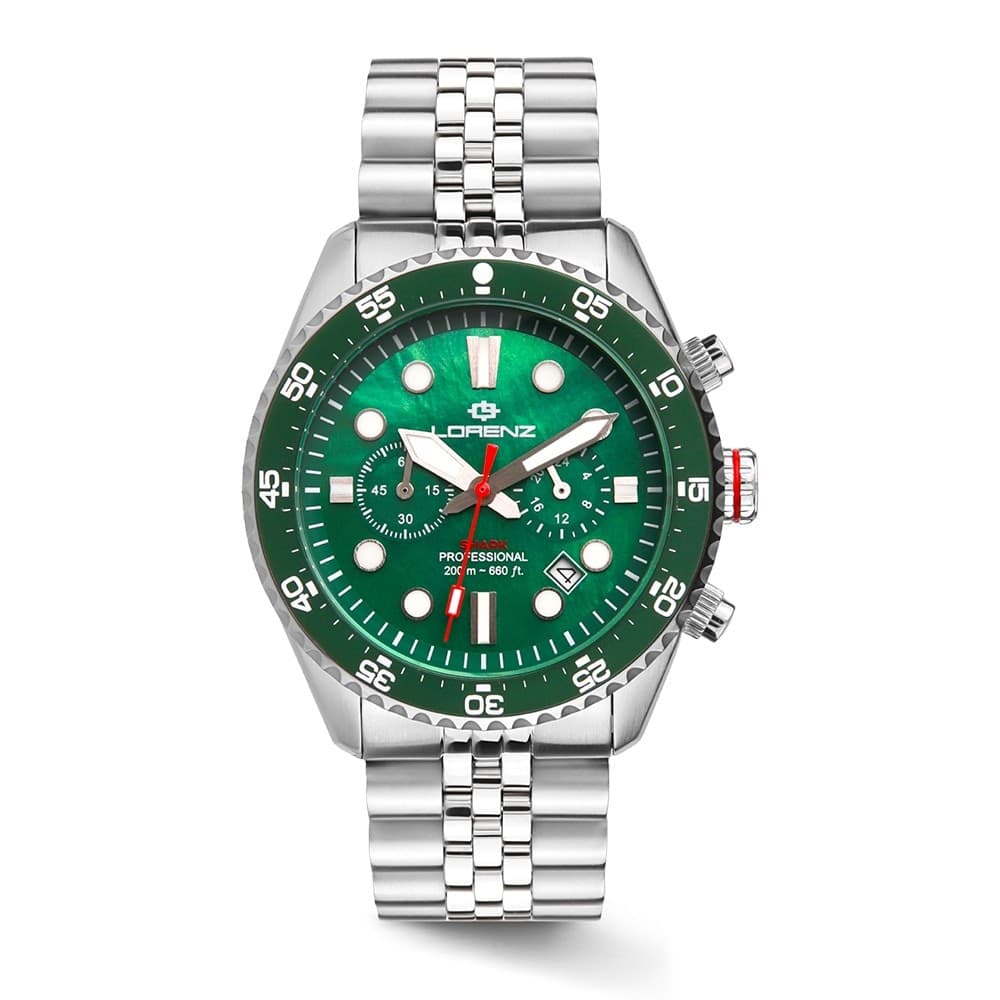 Lorenz Shark 5 Cronografo Diver Verde Acciaio 42 mm (30285CC)