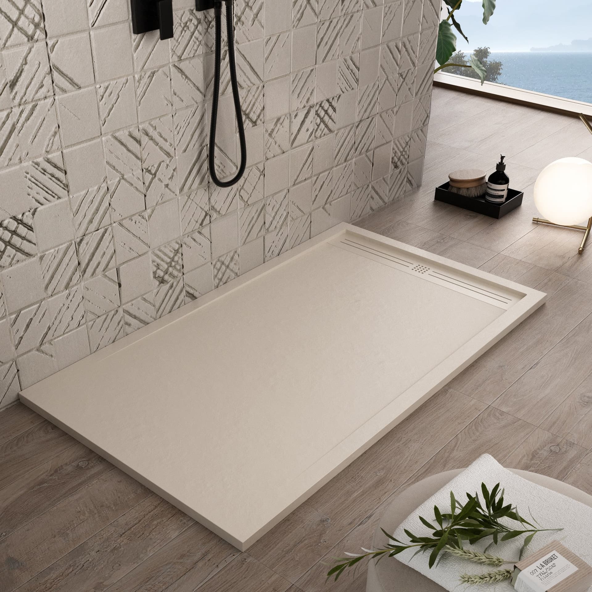 Piatto doccia in marmo resina Crema pietra cemento NEXUS - 2