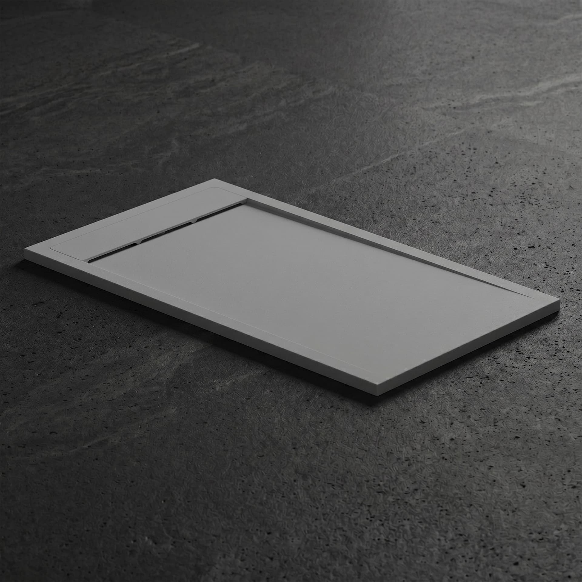 Piatto Doccia MATERIA 3cm in Marmoresina Effetto Pietra Grigio Chiaro - Scarico Totale - 4