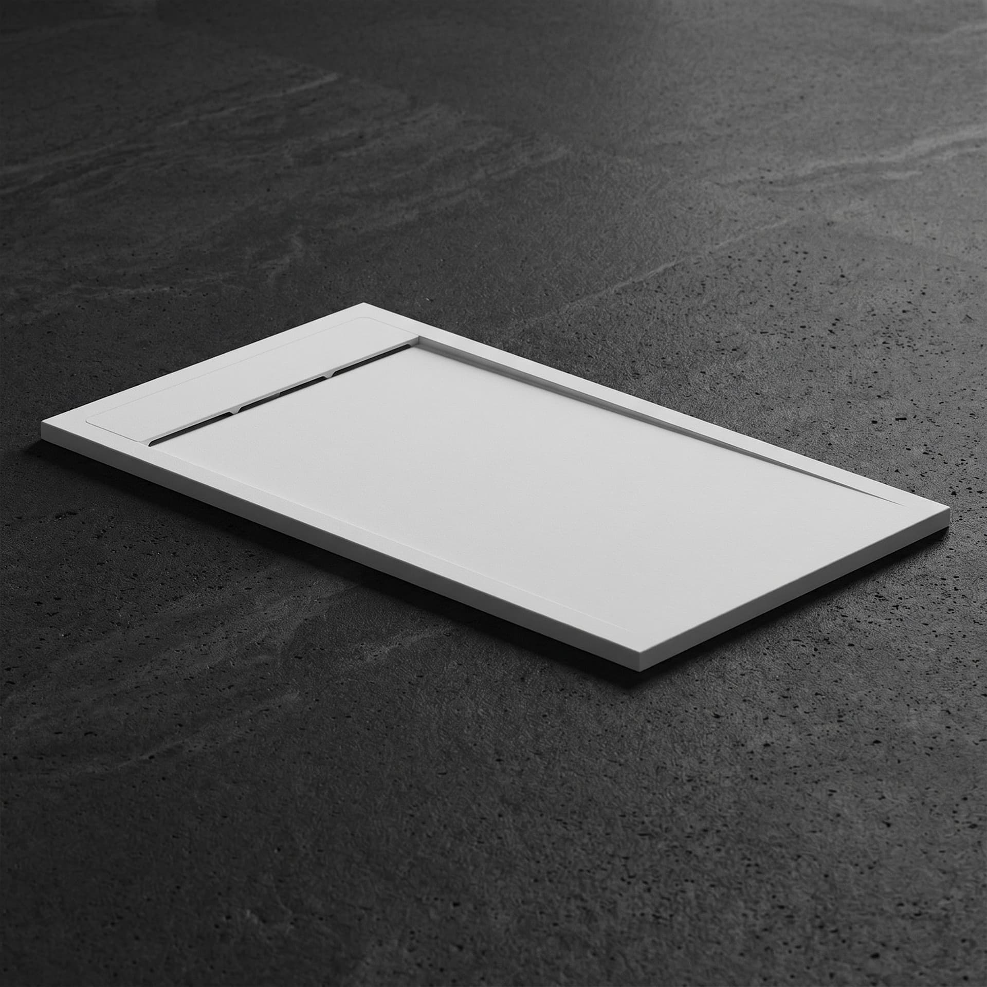 Piatto Doccia MATERIA PRO 3cm in Marmoresina Effetto Pietra Bianco - Scarico Totale - 4