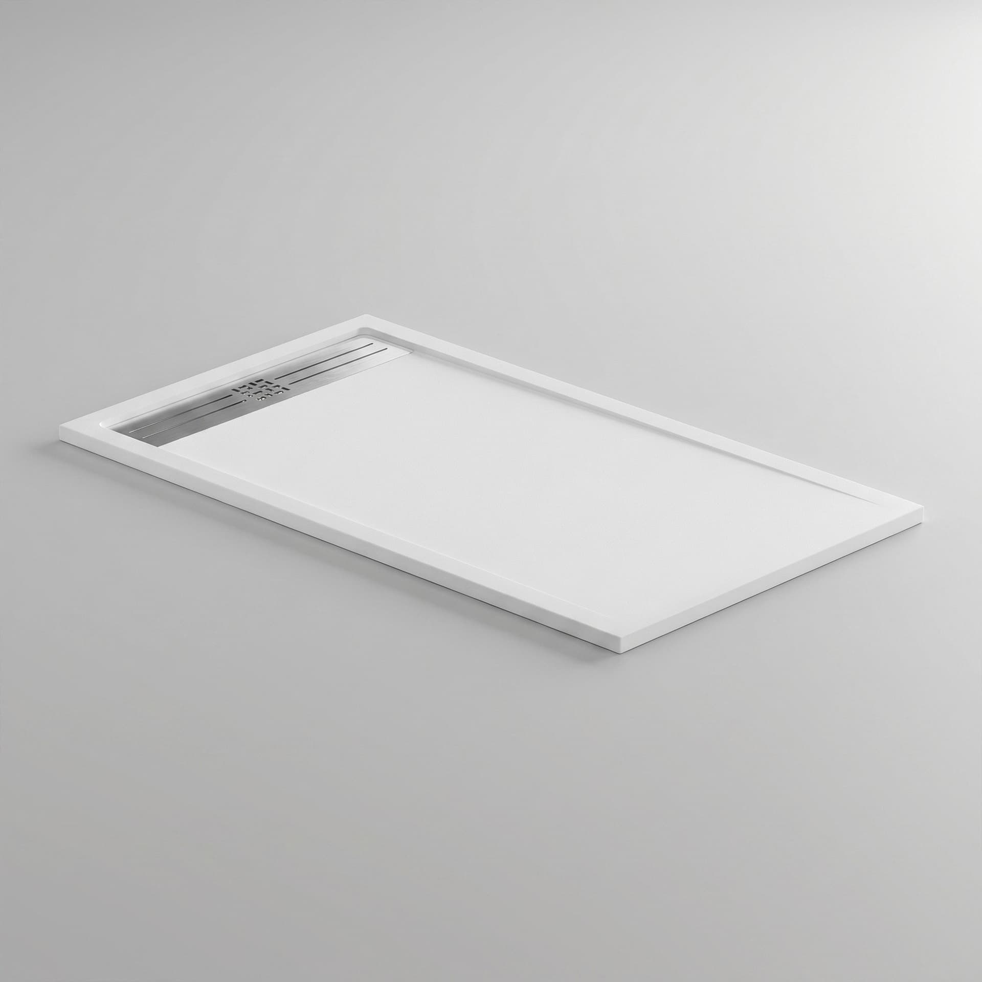 Piatto Doccia NEXUS 3cm in Marmoresina Effetto Pietra Bianco con Griglia Inox - 4