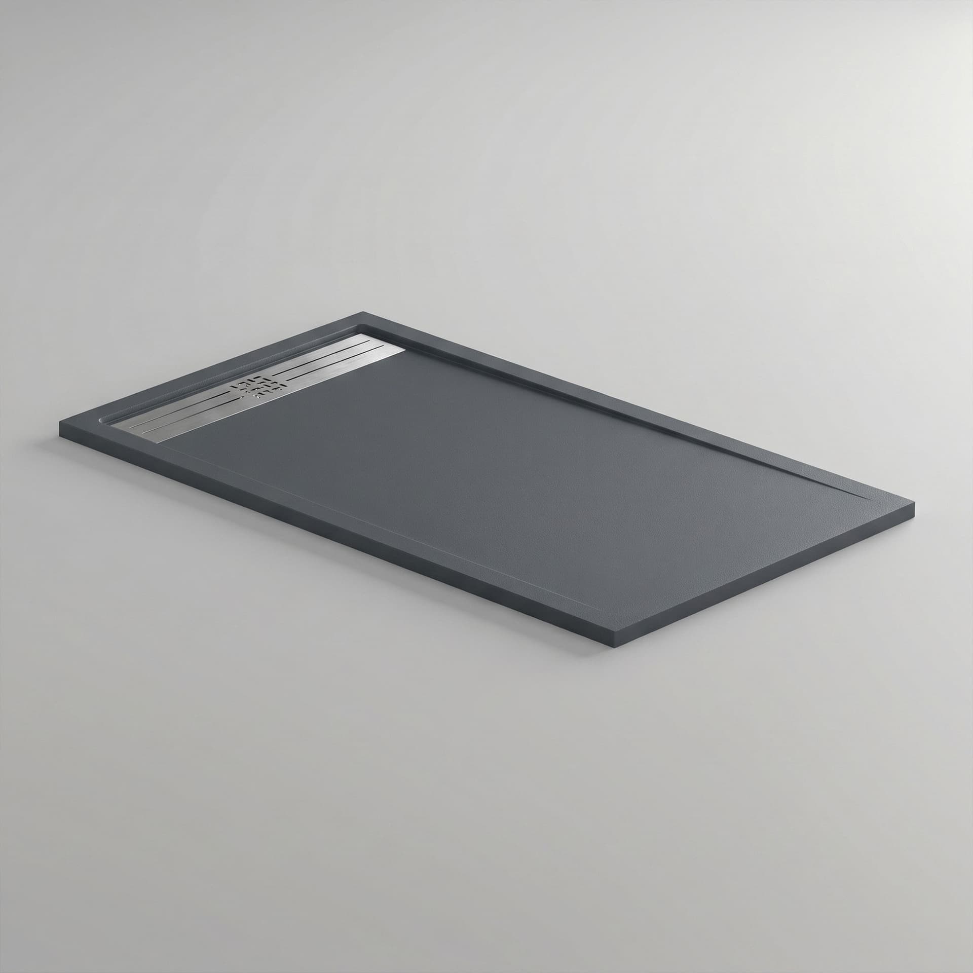 Piatto Doccia NEXUS 3cm in Marmoresina Effetto Pietra Grigio Scuro con Griglia Inox - 4