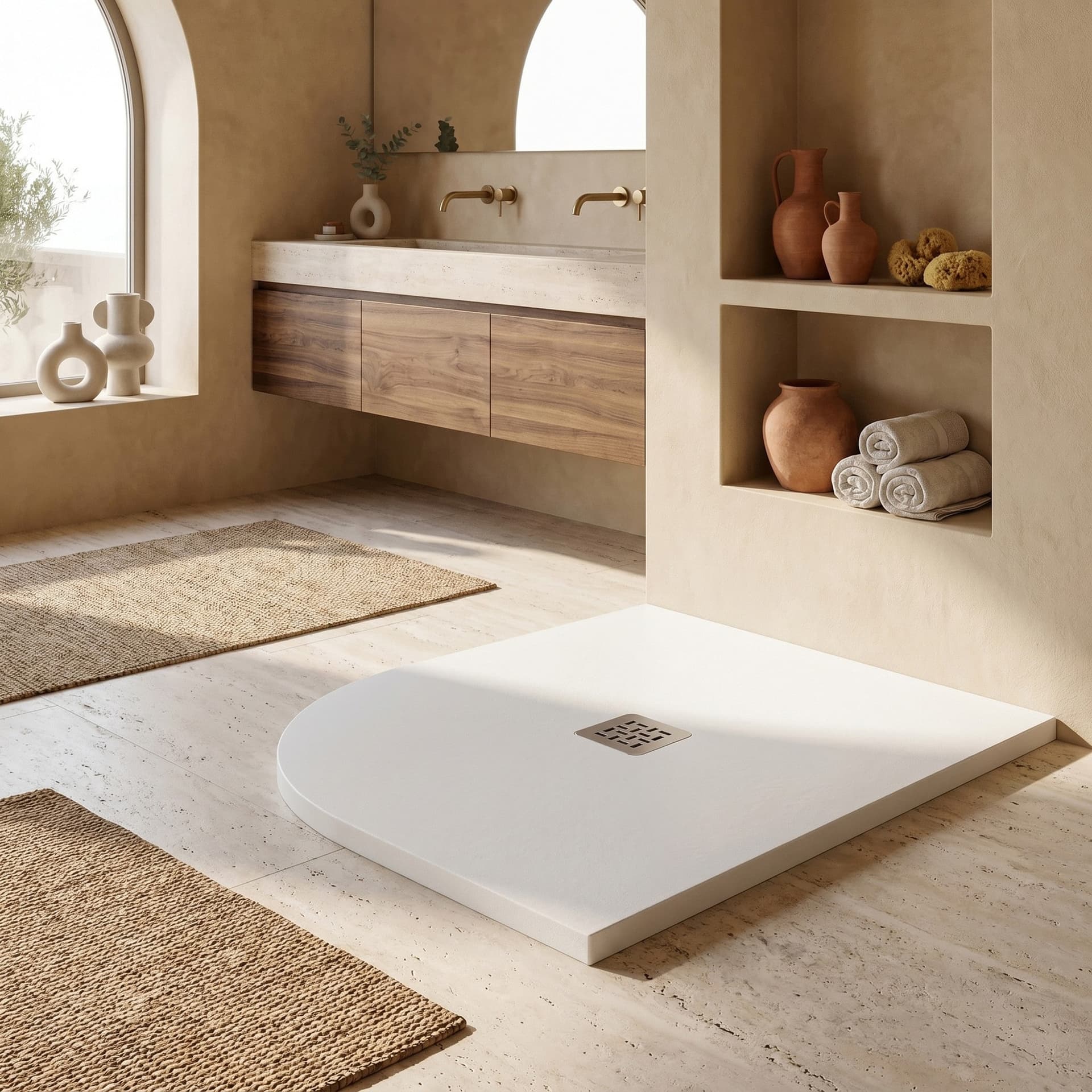 Piatto Doccia Semicircolare KRONOS in Marmoresina Bianco 80x80 | 90x90 - 2