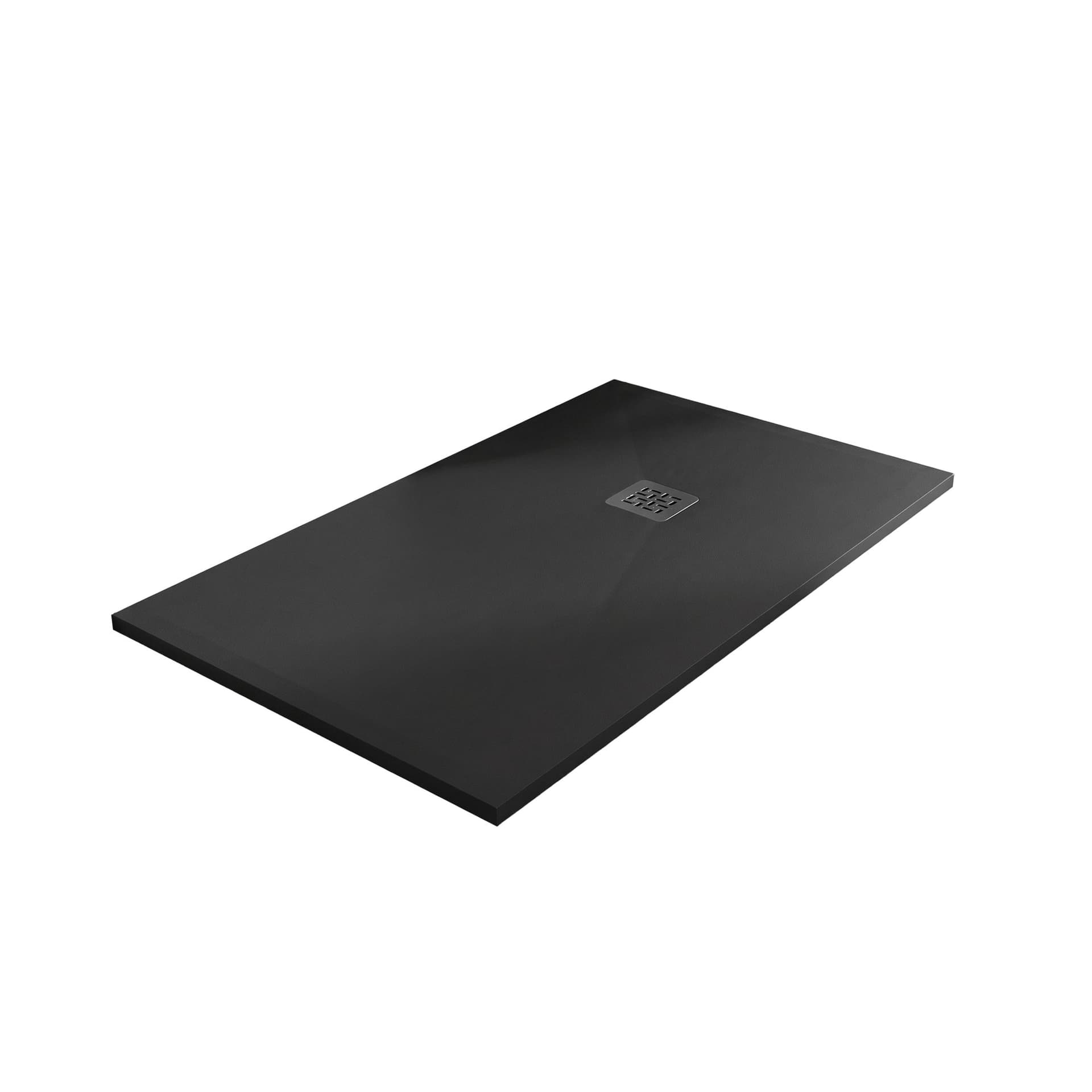 Piatto Doccia KRONOS PRO 3cm in Marmoresina Effetto Pietra Nero - Griglia Inox - 4
