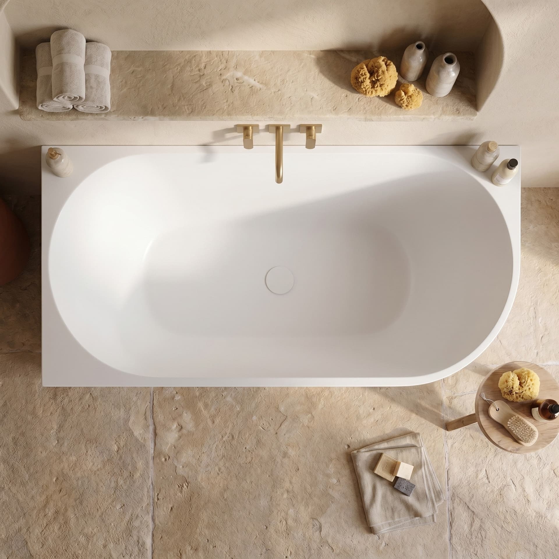 Vasca da Bagno 160x75 ad angolo bianco opaco e Piletta Clic Clac Sinistra RIVER - 4