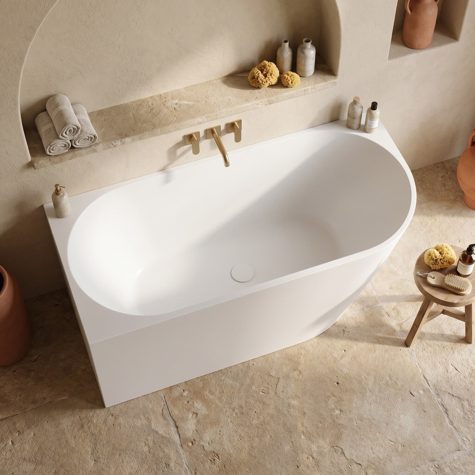 Vasca da Bagno 160x75 ad angolo bianco opaco e Piletta Clic Clac Sinistra RIVER - 5