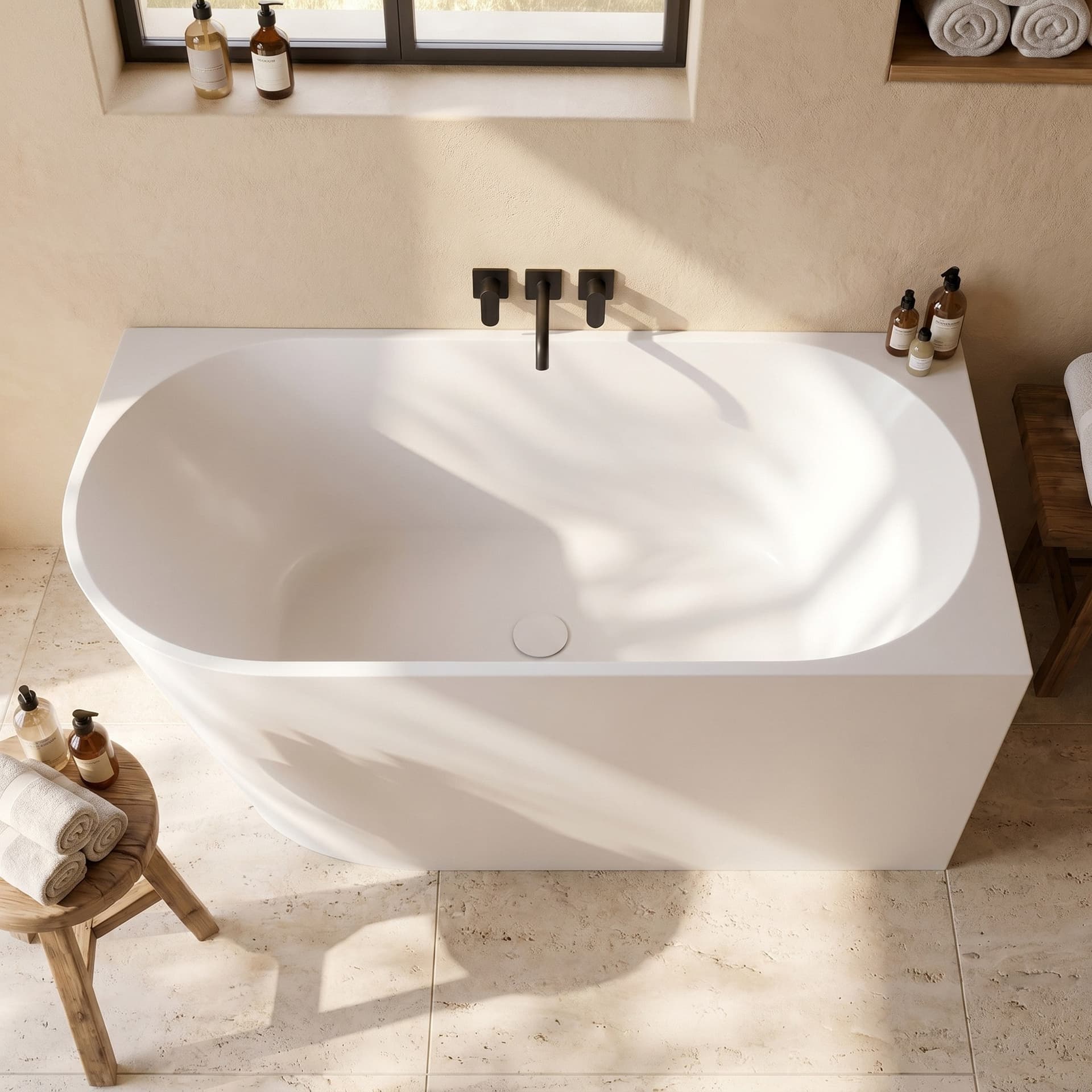 Vasca da Bagno 160x75 ad angolo bianca opaca Piletta Clic Clac Destra RIVER