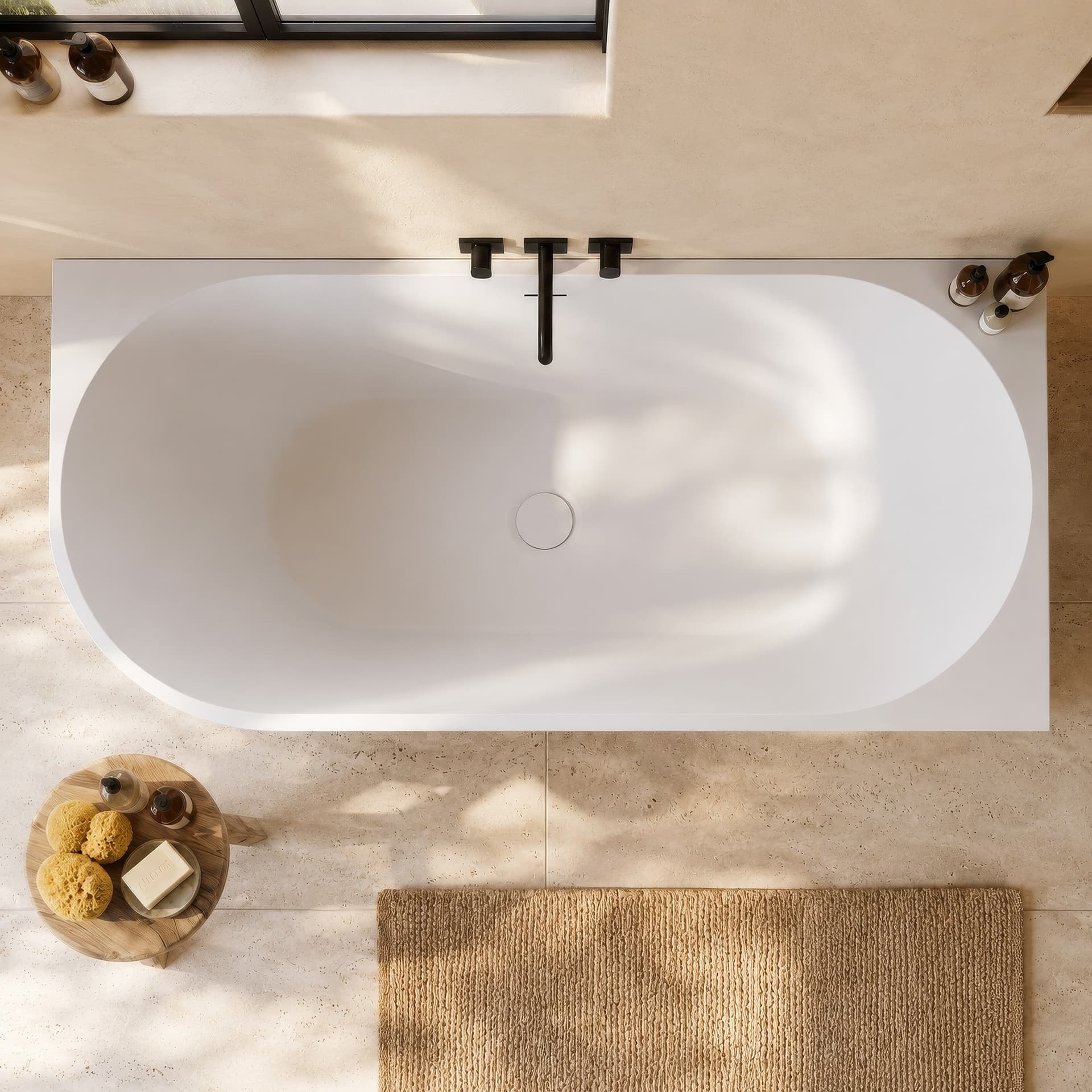 Vasca da Bagno 160x75 ad angolo bianca opaca Piletta Clic Clac Destra RIVER - 4