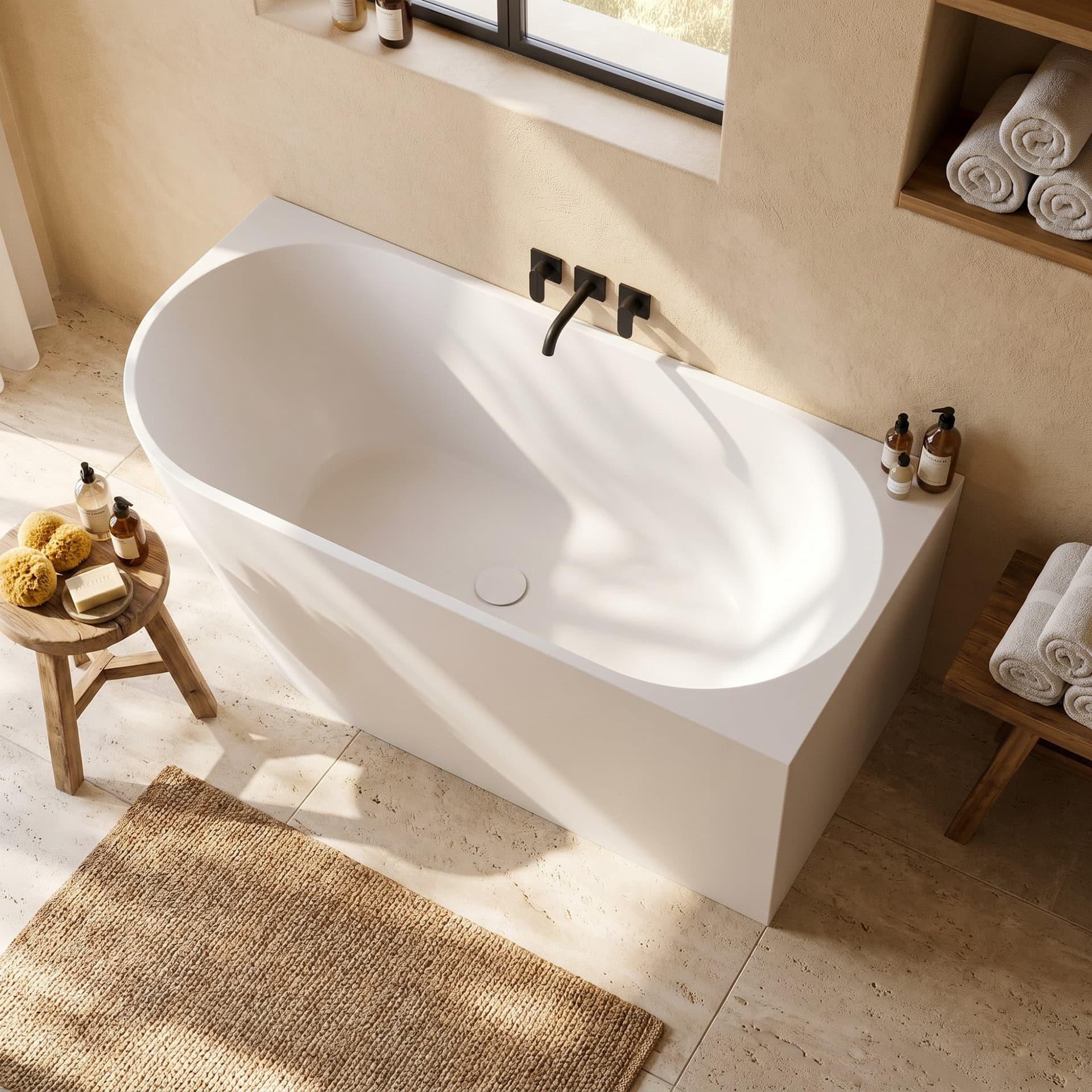 Vasca da Bagno 160x75 ad angolo bianca opaca Piletta Clic Clac Destra RIVER - 5