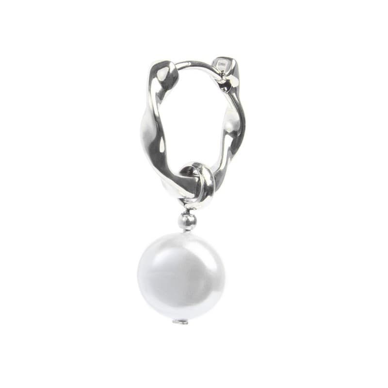 Marlù   Orecchino a cerchio 1,4cm con perla pendente
