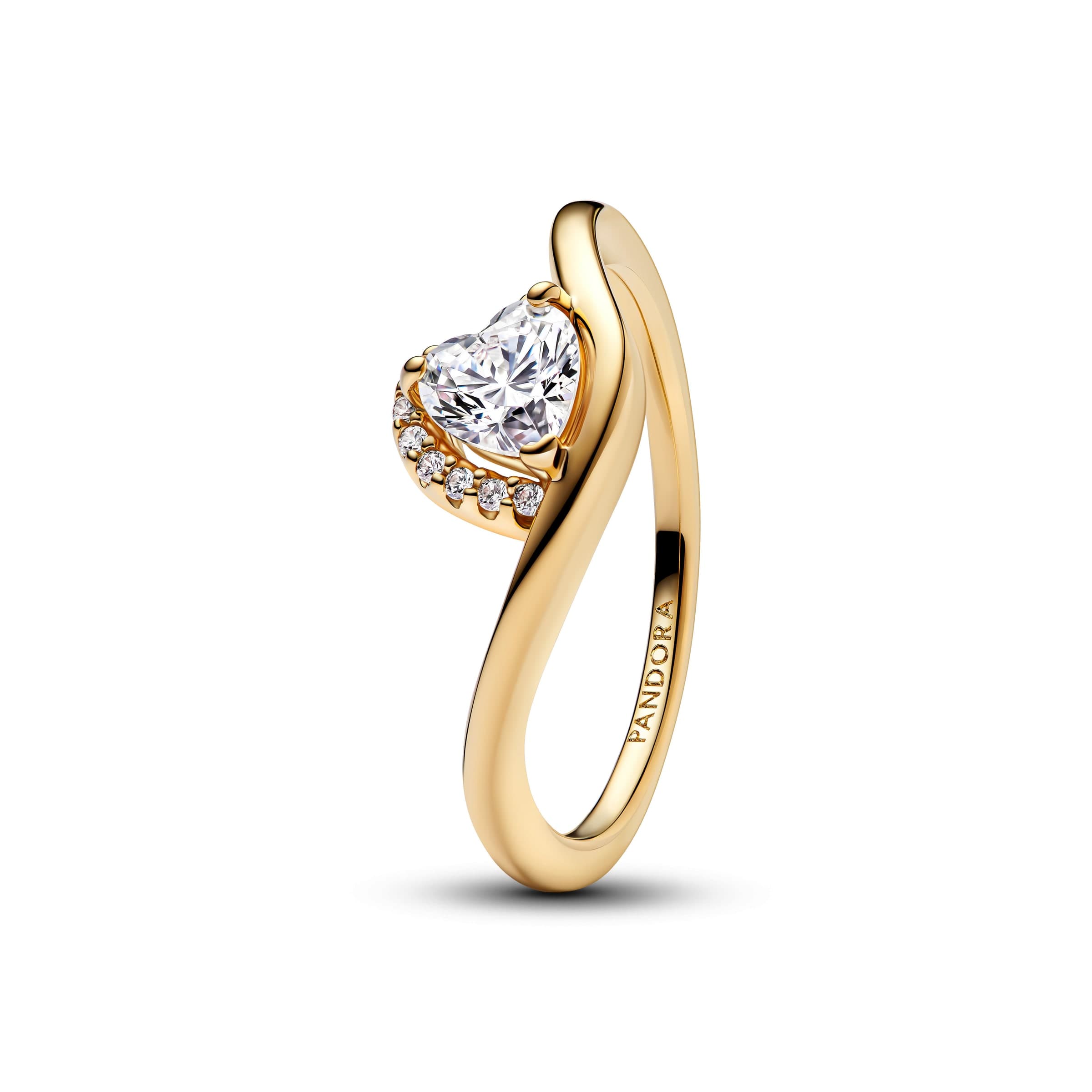 Pandora - Anello Onda con Cuore Luminoso