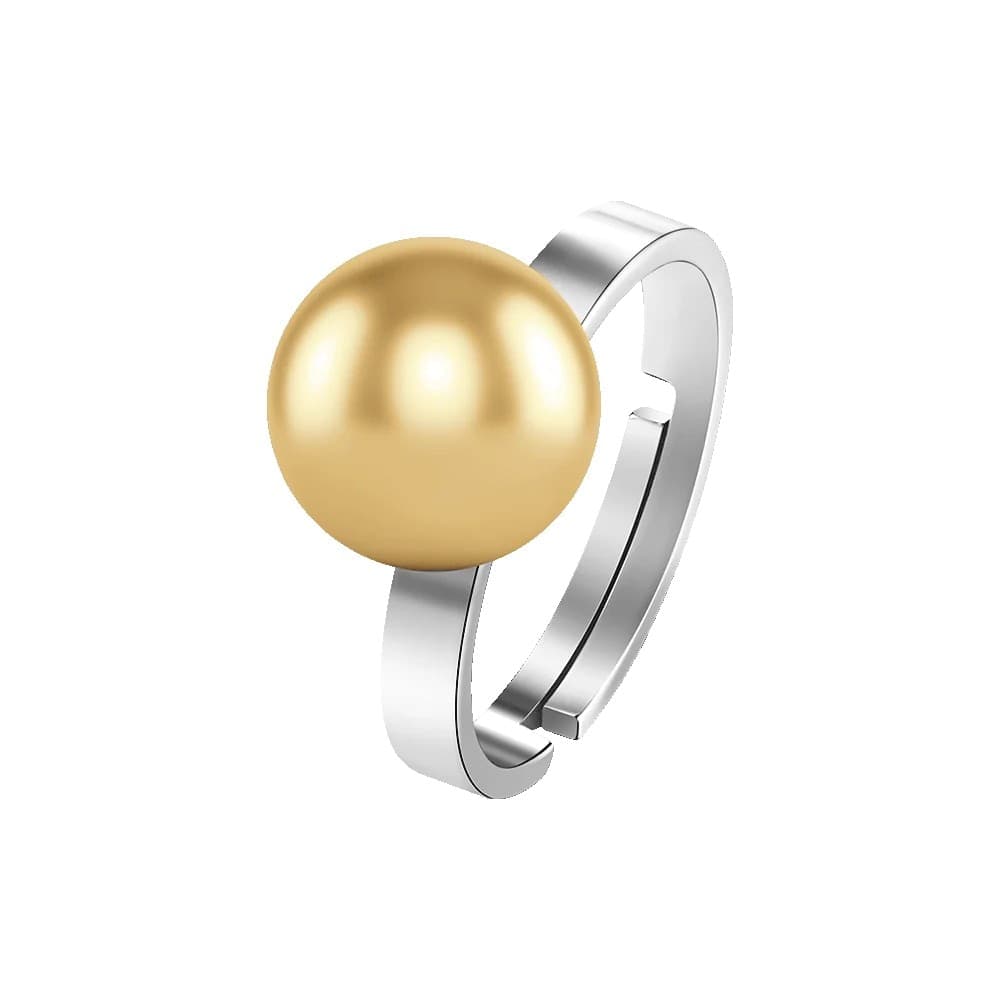 Luca Barra - ANELLO DONNA IN ACCIAIO CON SFERA IN ACCIAIO IP GOLD