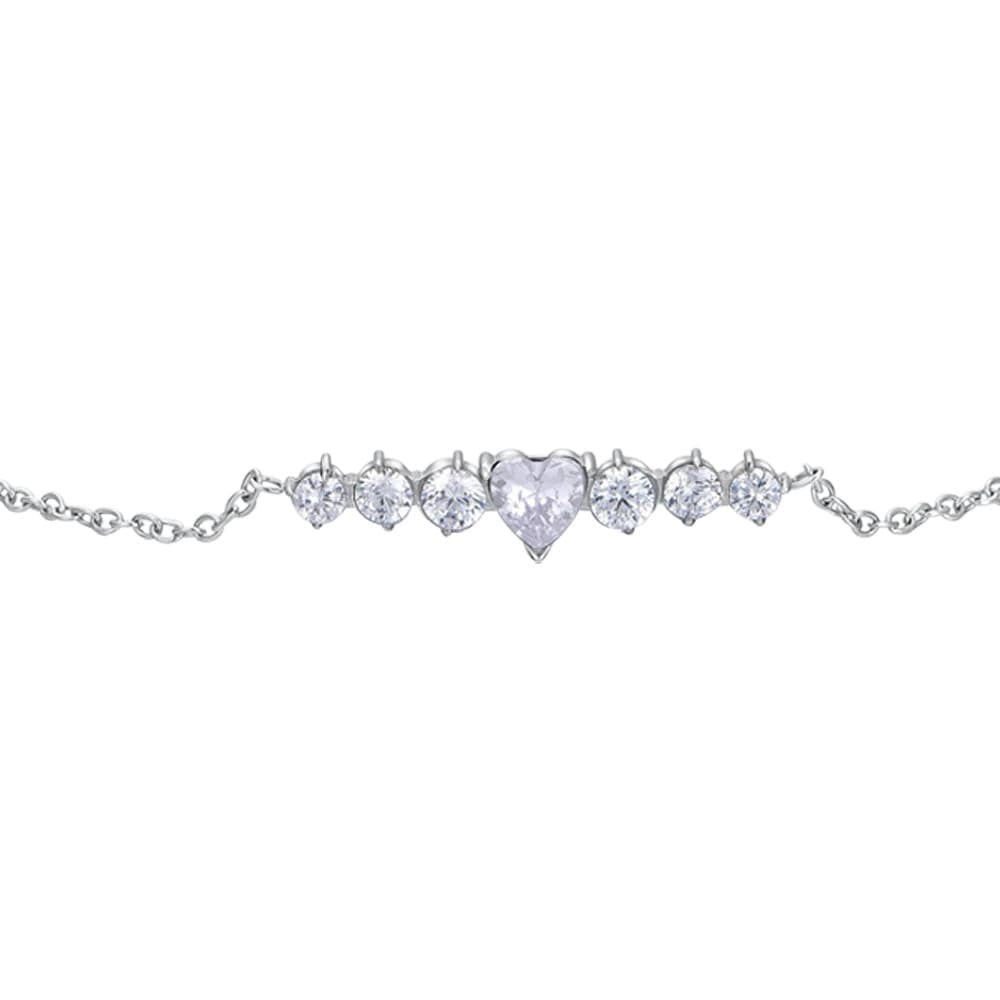 Luca Barra -  BRACCIALE DONNA IN ACCIAIO CON CUORE E CRISTALLI BIANCHI - 2