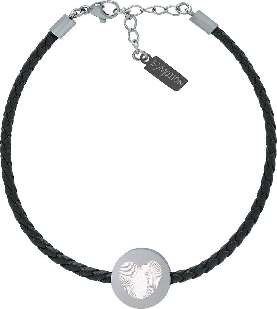 Amen -  Bracciale Emotion in Pelle Nera con Charm