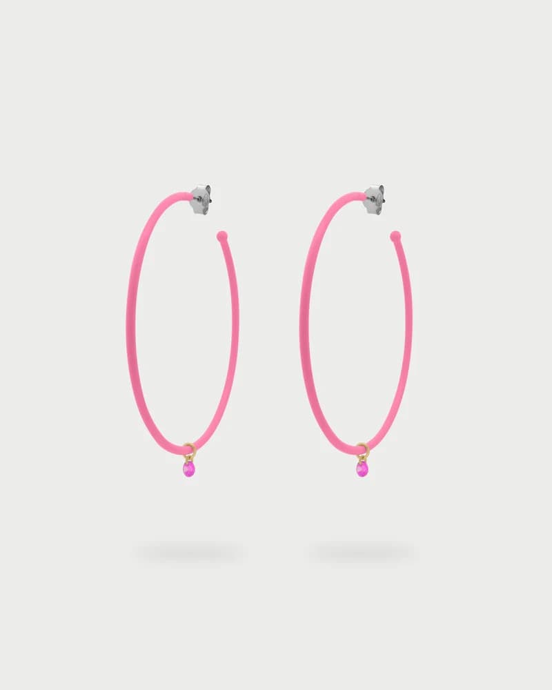 RUE DES MILLE -  Orecchini hoops big verniciati rosa