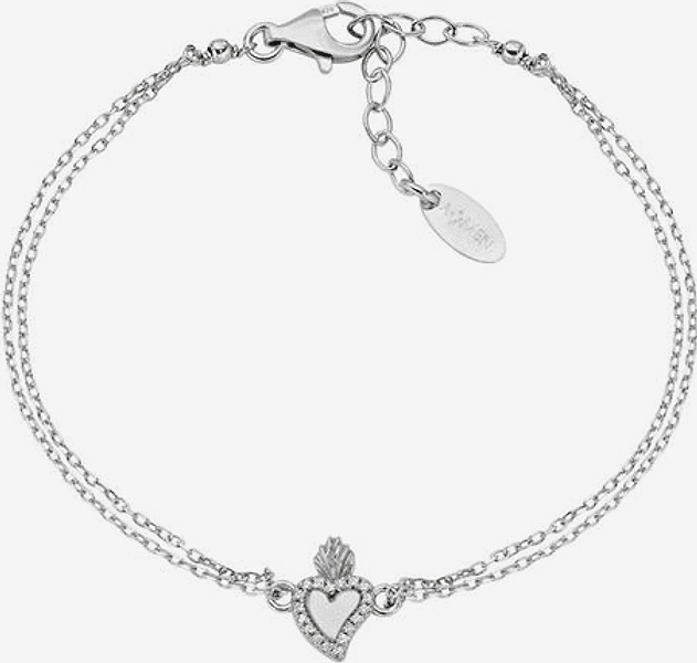 Amen -  Bracciale Due Cuori con Zirconi Bianchi