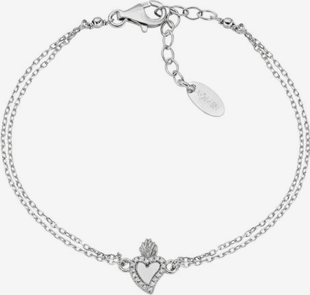 Amen -  Bracciale Due Cuori con Zirconi Bianchi