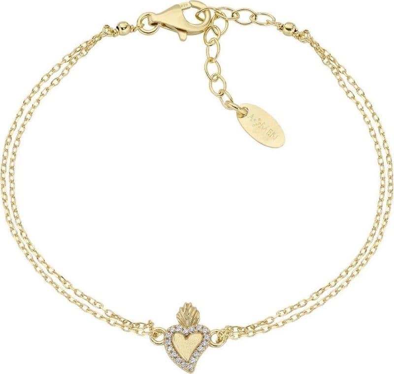 Amen -  Bracciale Due Cuori con Zirconi Bianchi