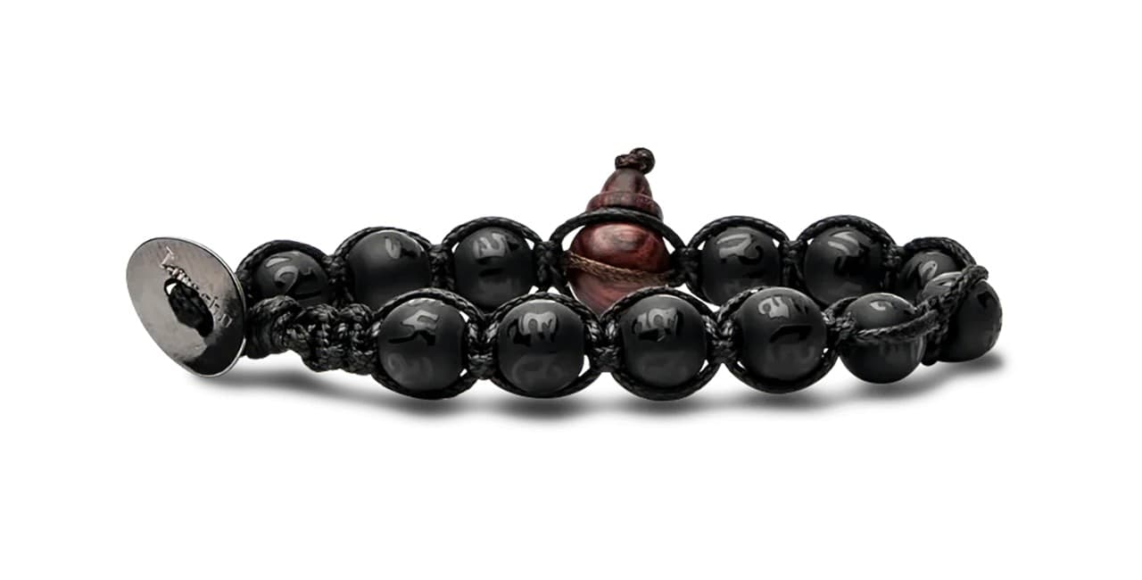 TAMASHII  Bracciali Classici (8 mm) Decorato Onice Satinato e cordoncino Nero