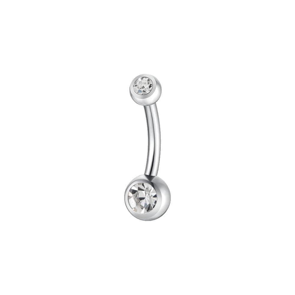 LUCA BARRA - ORECCHINO PIERCING OMBELICO DONNA IN ACCIAIO CON SFERA E ZIRCONE BIANCO