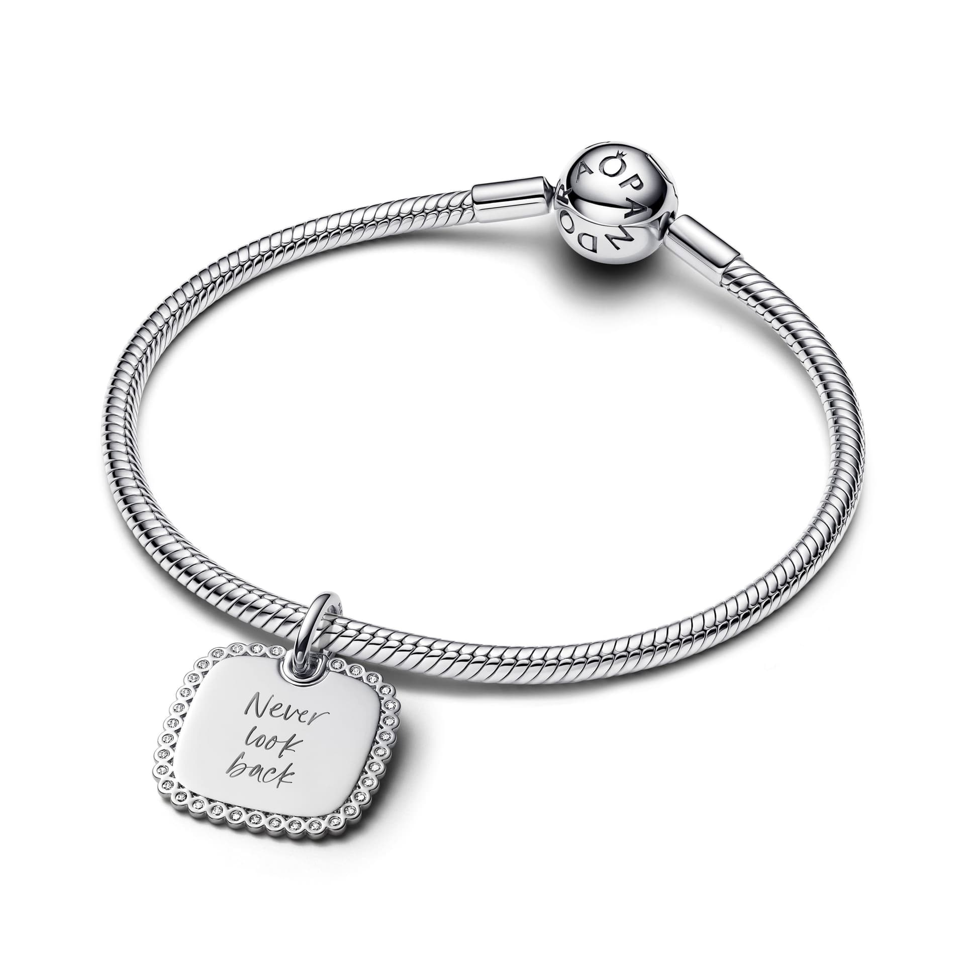 Pandora   Charm Pendente Medaglia Quadrata Luminosa da incidere - 4