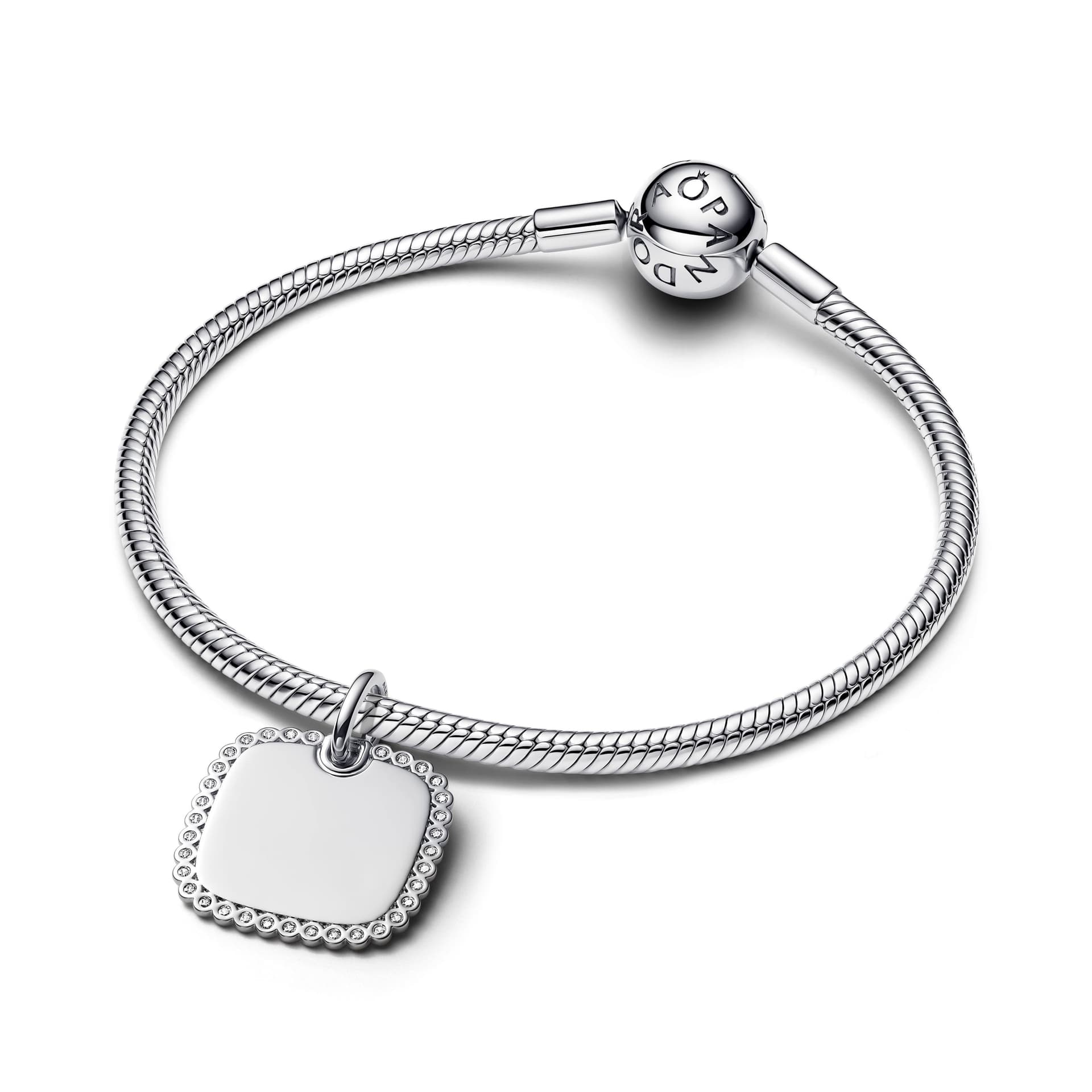 Pandora   Charm Pendente Medaglia Quadrata Luminosa da incidere - 5