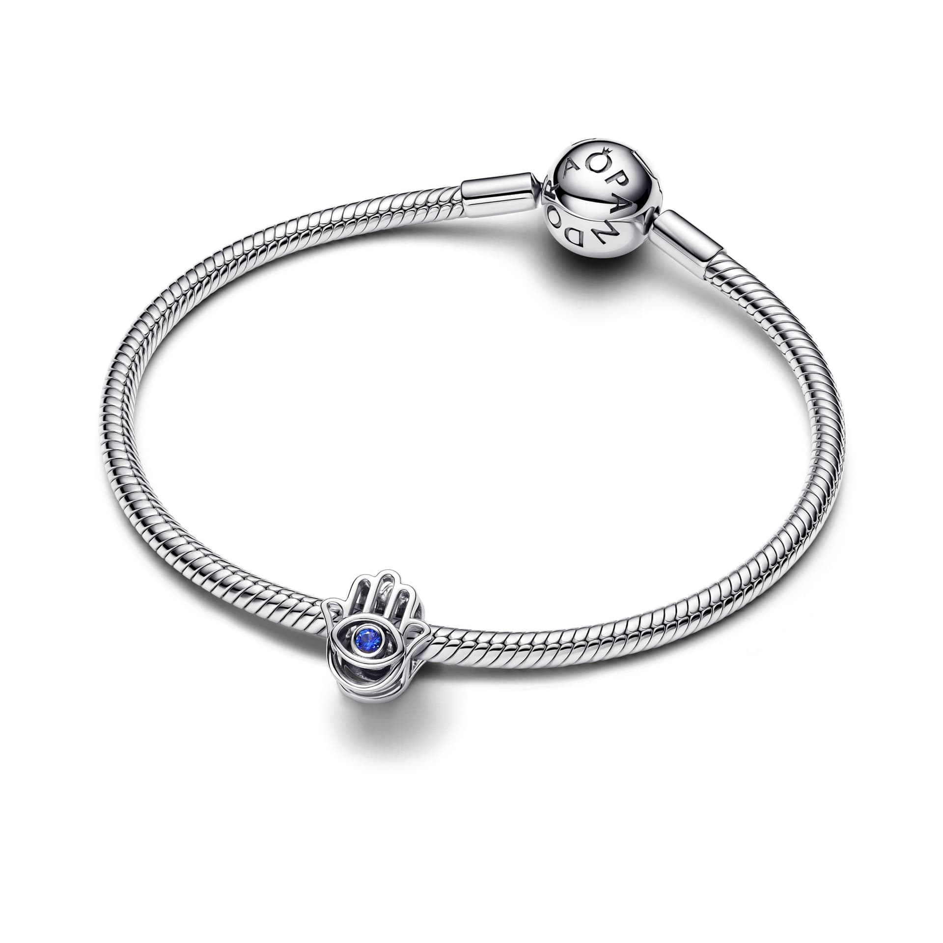Pandora  Charm Openwork Mano di Fatima Pietra Blu - 3