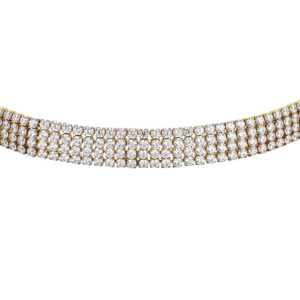 LUCA BARRA  -  COLLANA CHOKER TENNIS DONNA IN ACCIAIO IP GOLD CON ZIRCONI BIANCHI - 2