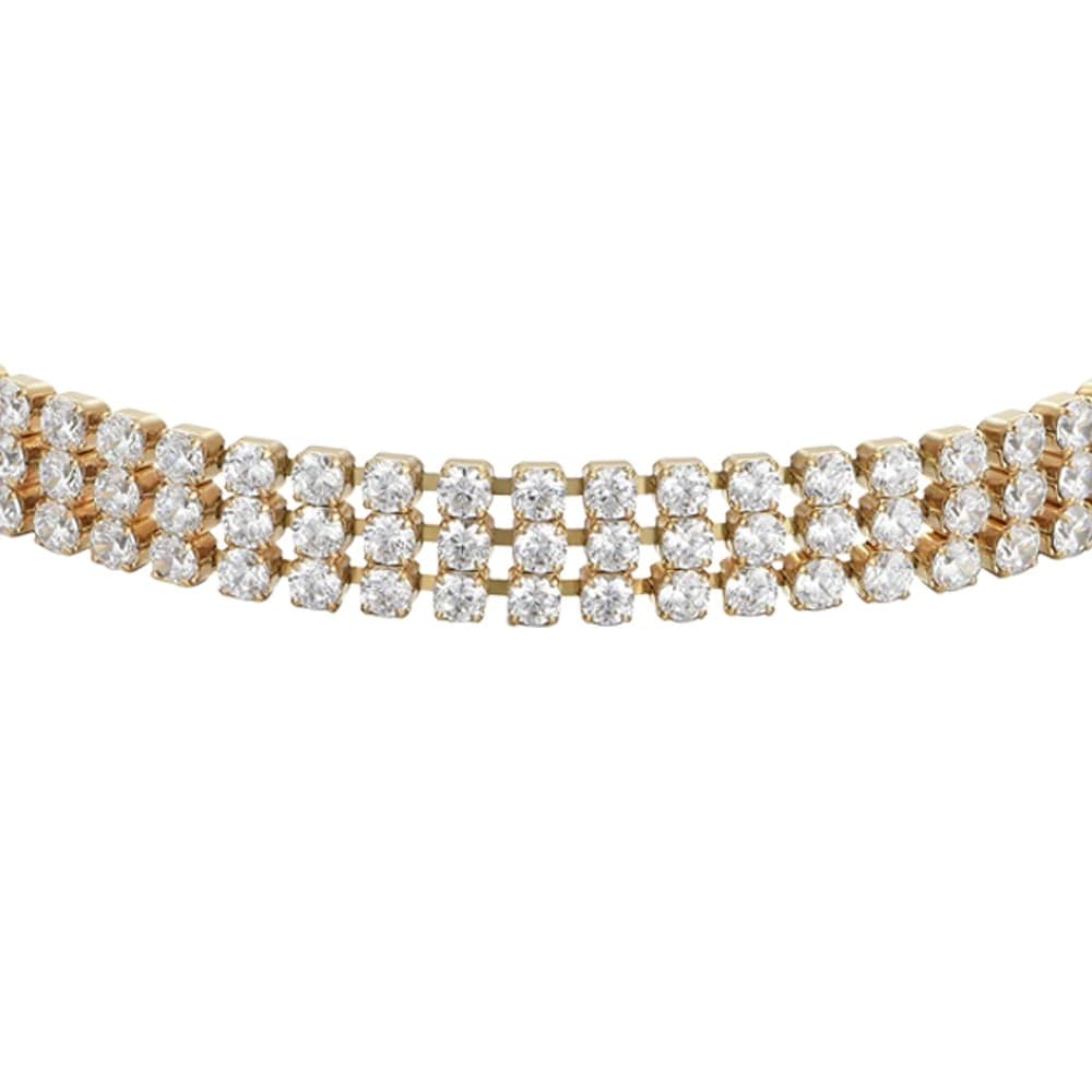 LUCA BARRA  - BRACCIALE TENNIS DONNA IN ACCIAIO IP GOLD CON ZIRCONI BIANCHI - 2