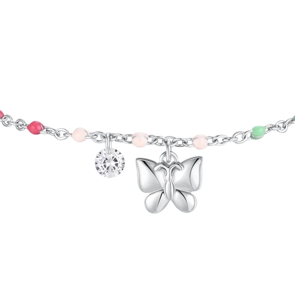 LUCA BARRA  -  BRACCIALE DONNA IN ACCIAIO CON FARFALLA,CRISTALLO E PIETRE CON SMALTO MULTICOLOR - 2