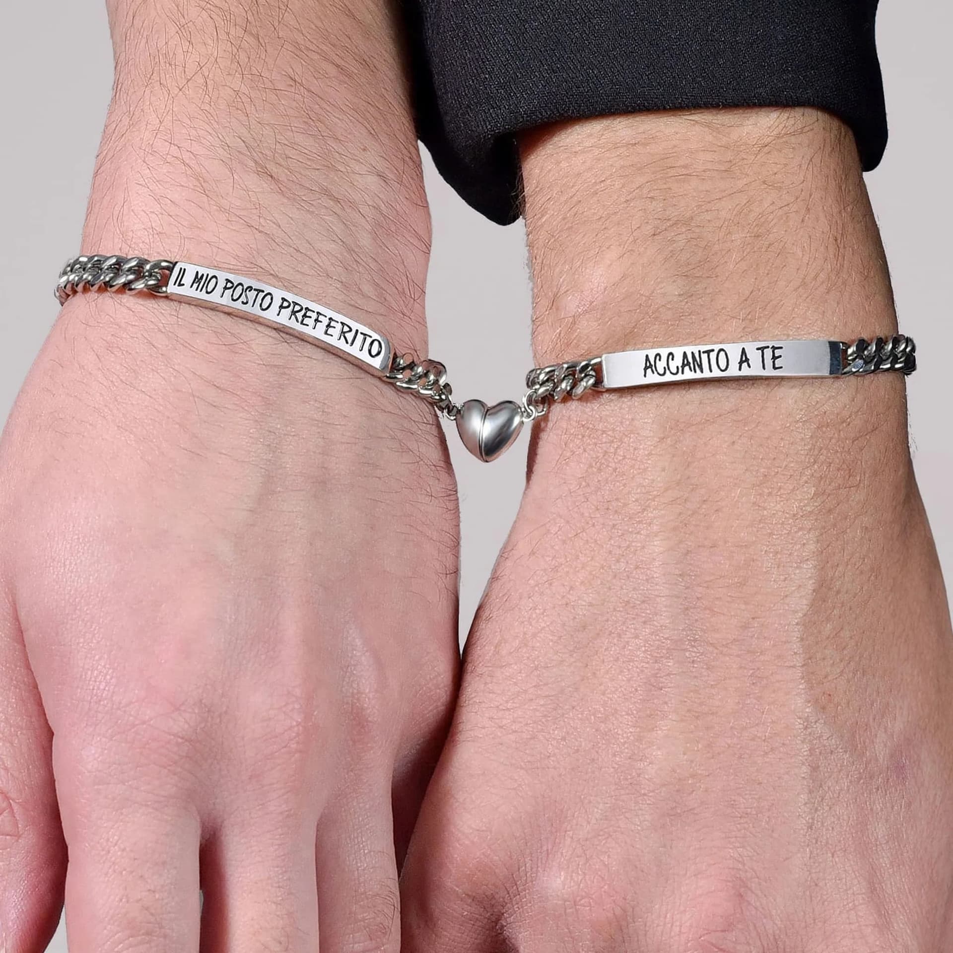 LUCA BARRA  -  BRACCIALE UOMO IN ACCIAIO CON CUORE CALAMITA - 2