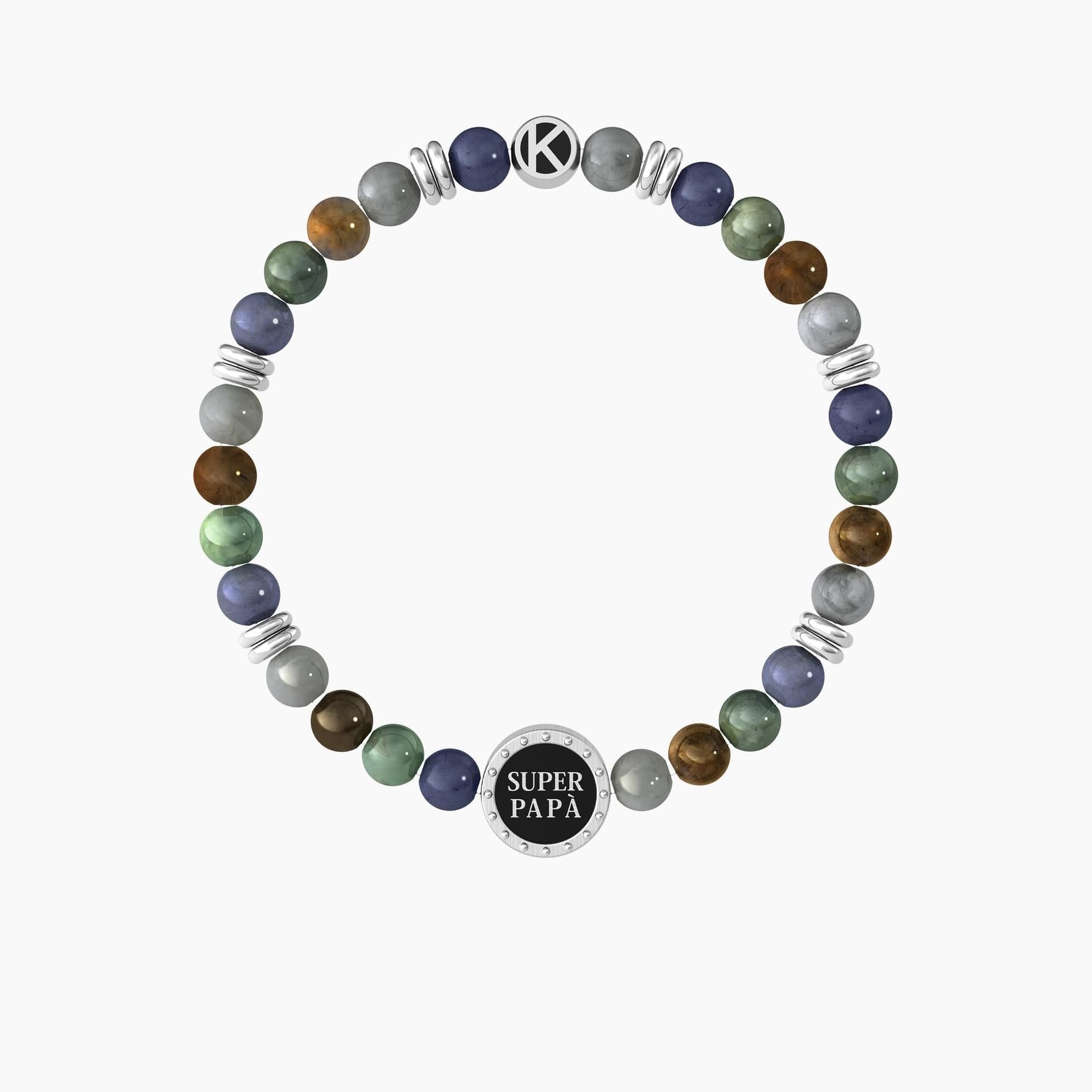 KIDULT   -   Bracciale elastico per il papà con pietre naturali e cristalli  SUPER PAPÀ - 2