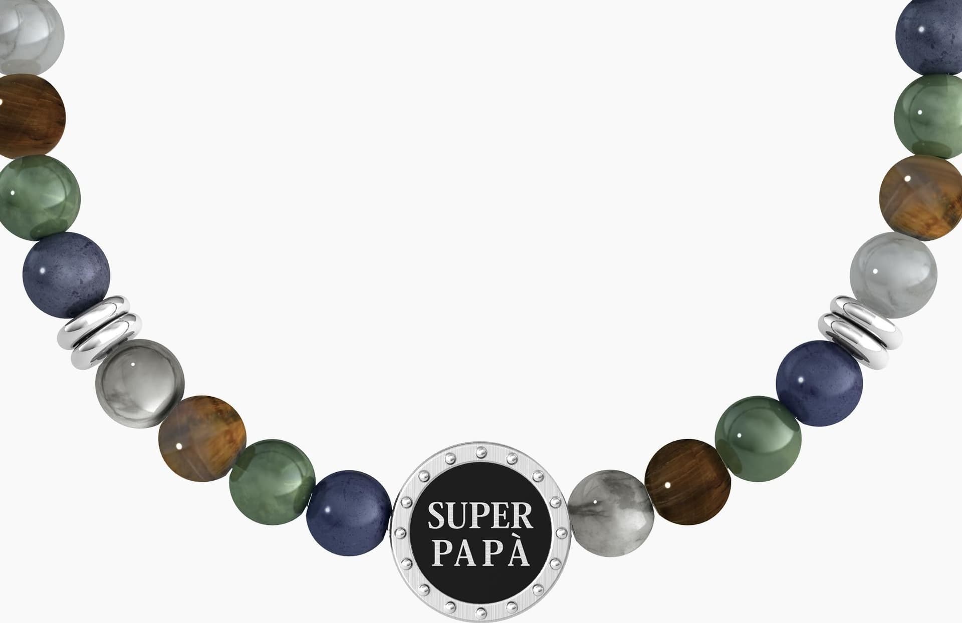 KIDULT   -   Bracciale elastico per il papà con pietre naturali e cristalli  SUPER PAPÀ - 4