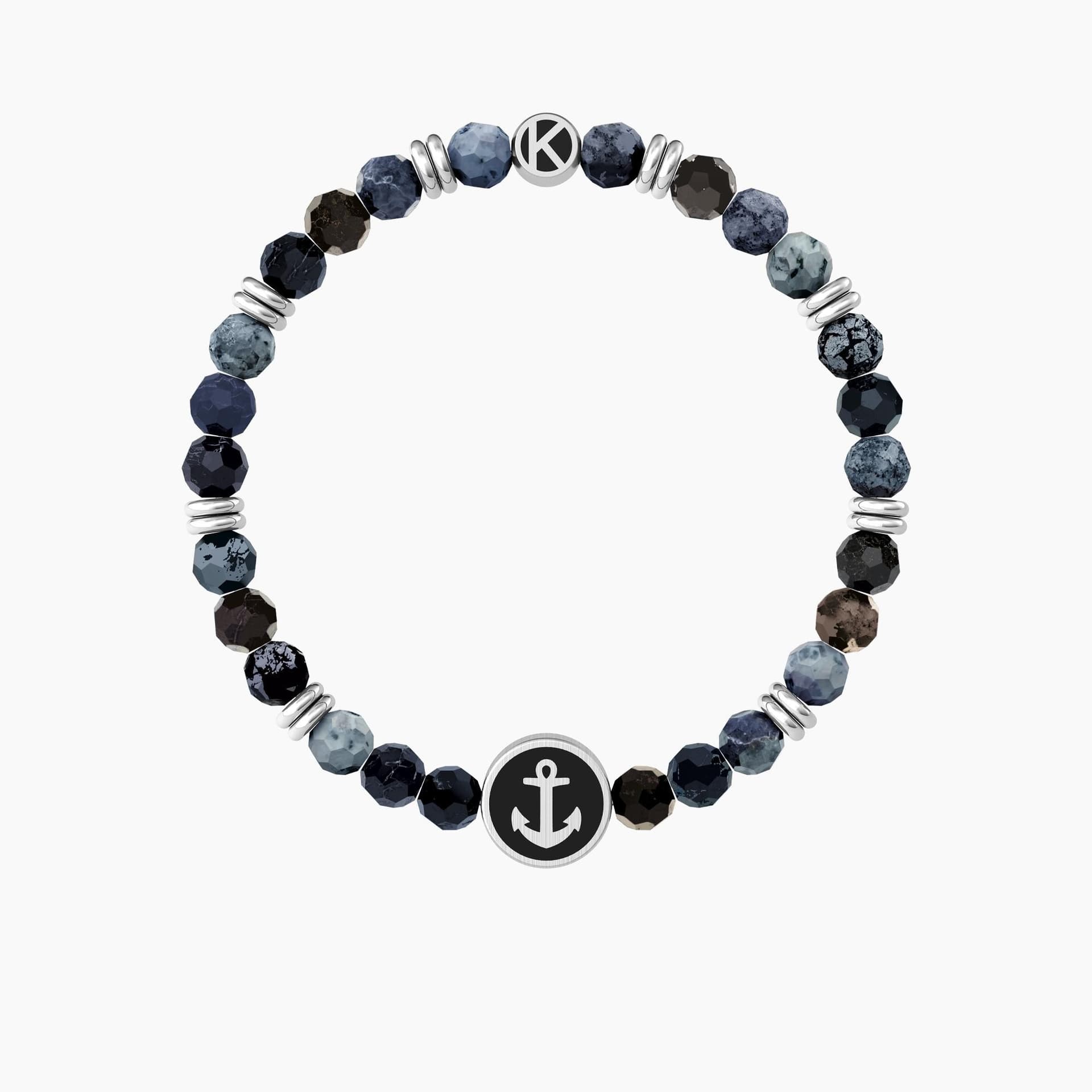 KIDULT   -  Bracciale elastico per il papà con agata blu e ancora  ANCORA | PAPÀ SEI LA MIA FORZA - 2