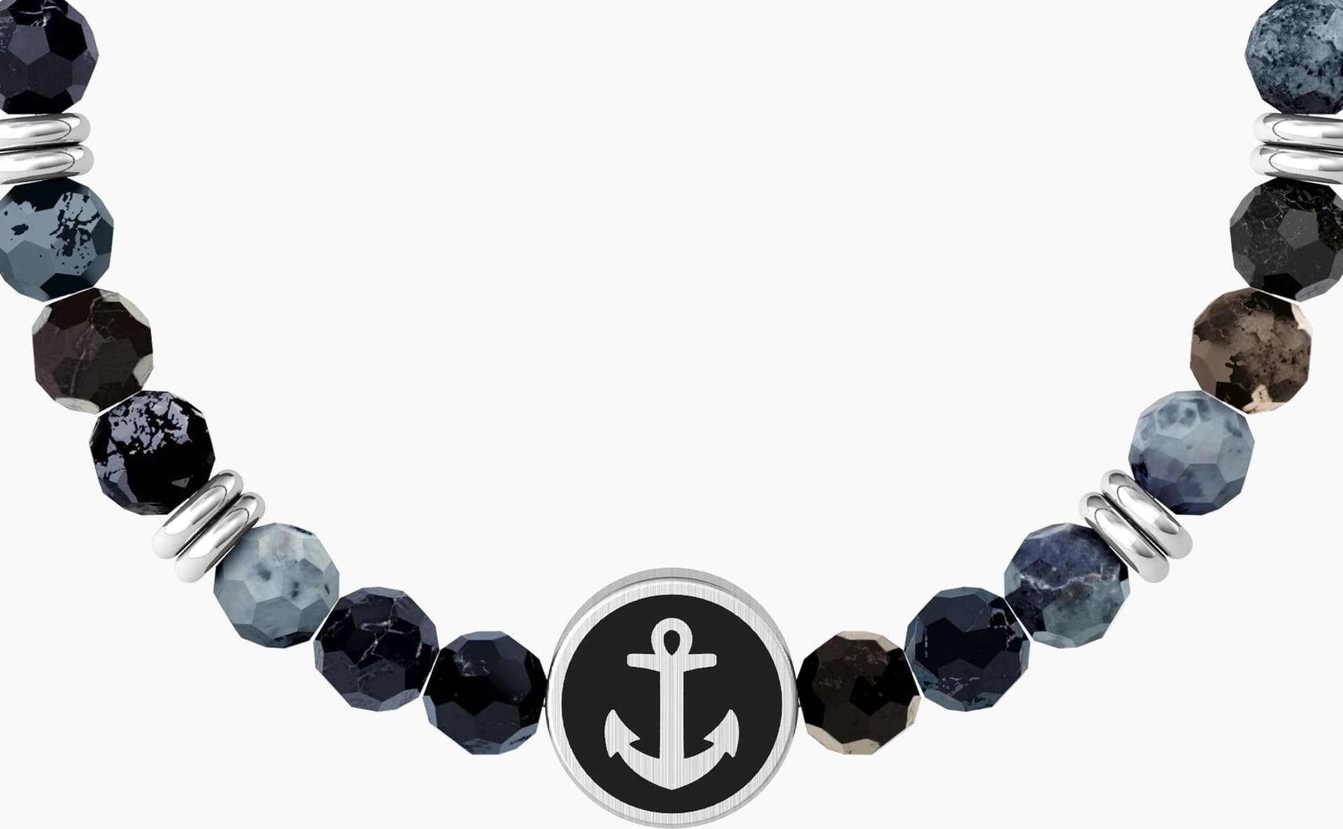 KIDULT   -  Bracciale elastico per il papà con agata blu e ancora  ANCORA | PAPÀ SEI LA MIA FORZA - 4
