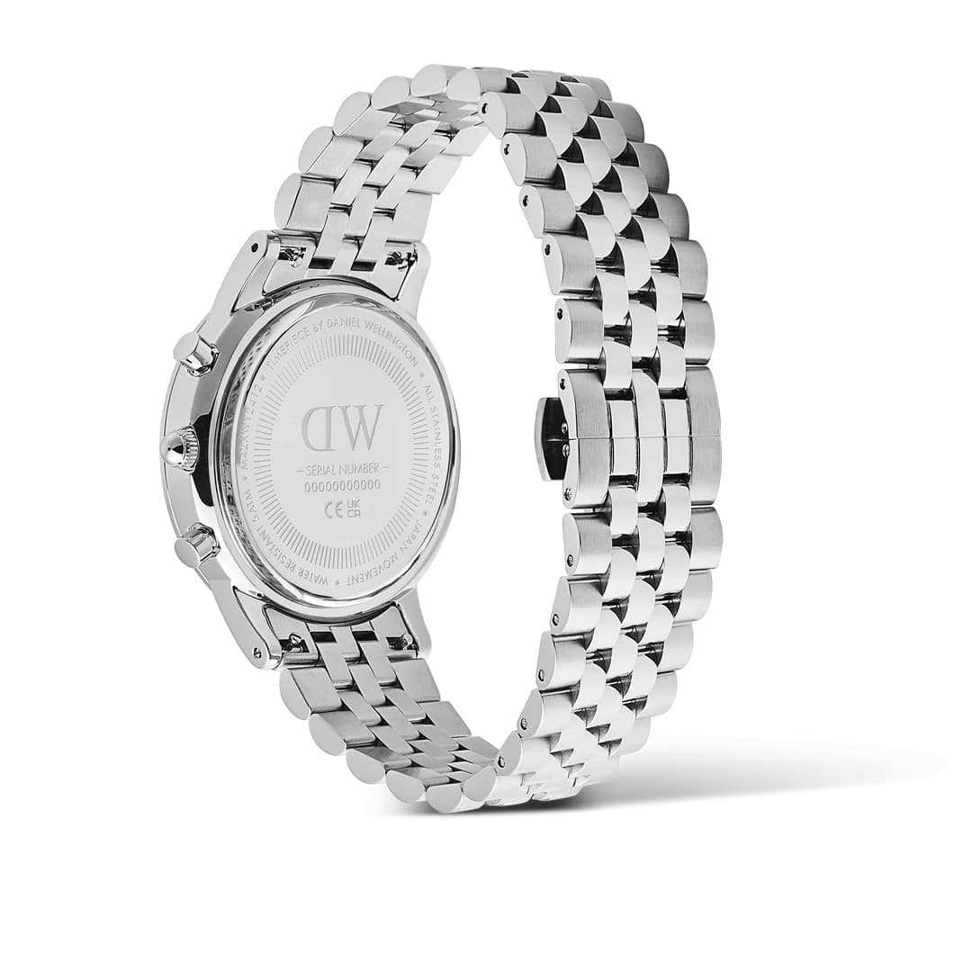 Daniel Wellington - Orologio  Iconic Chronograph Arch 5-Link Arctic Panda Silver - 3