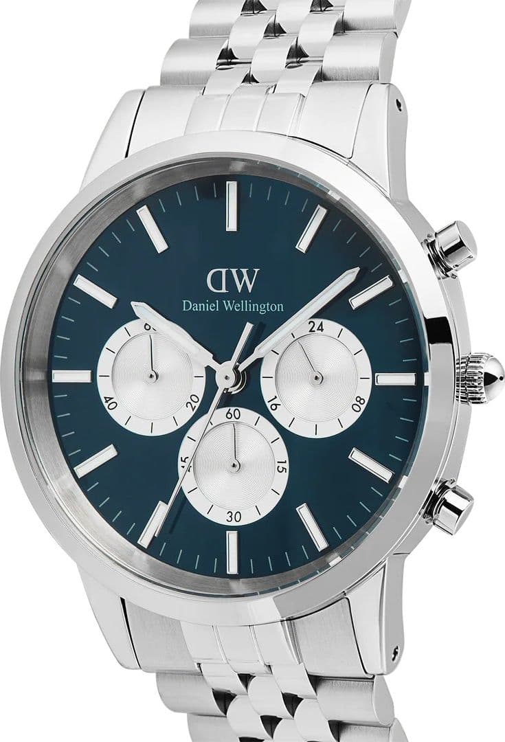 Daniel Wellington - Orologio  Iconic Chronograph Arch 5-Link Arctic Panda Silver - 4