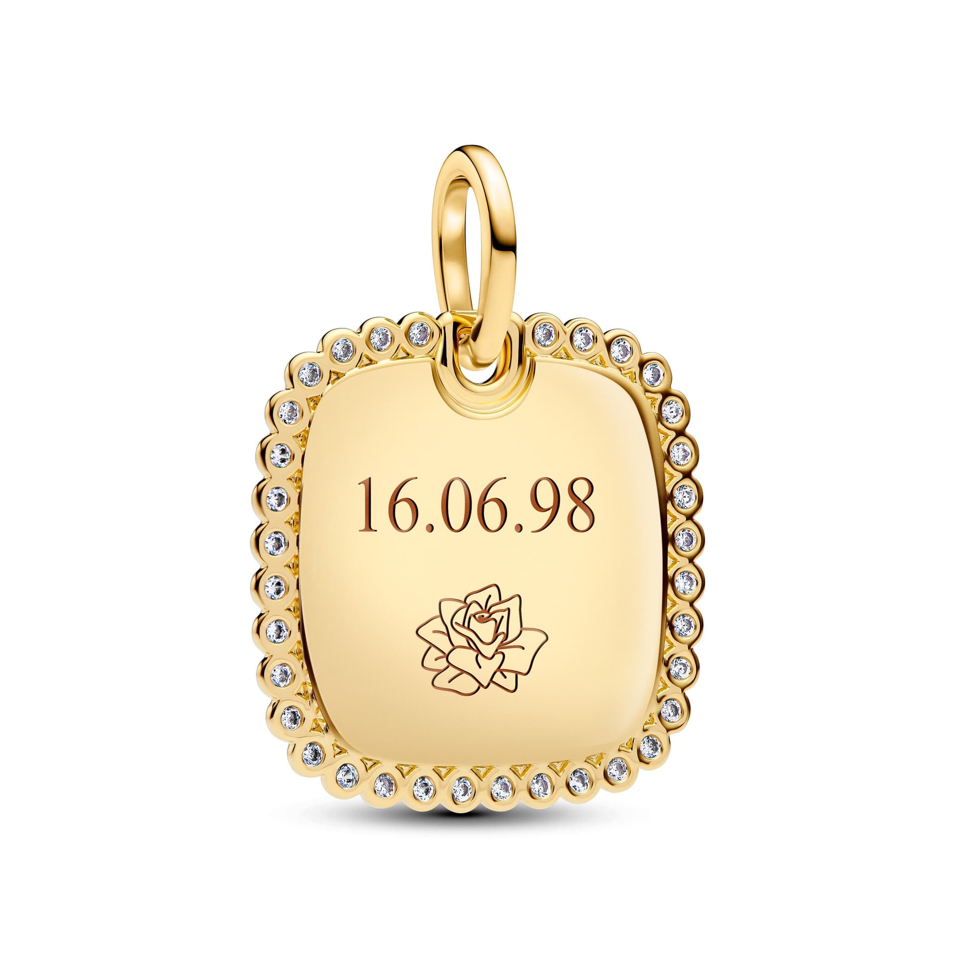Pandora    Charm Pendente Medaglia Quadrata Luminosa da incidere - 2