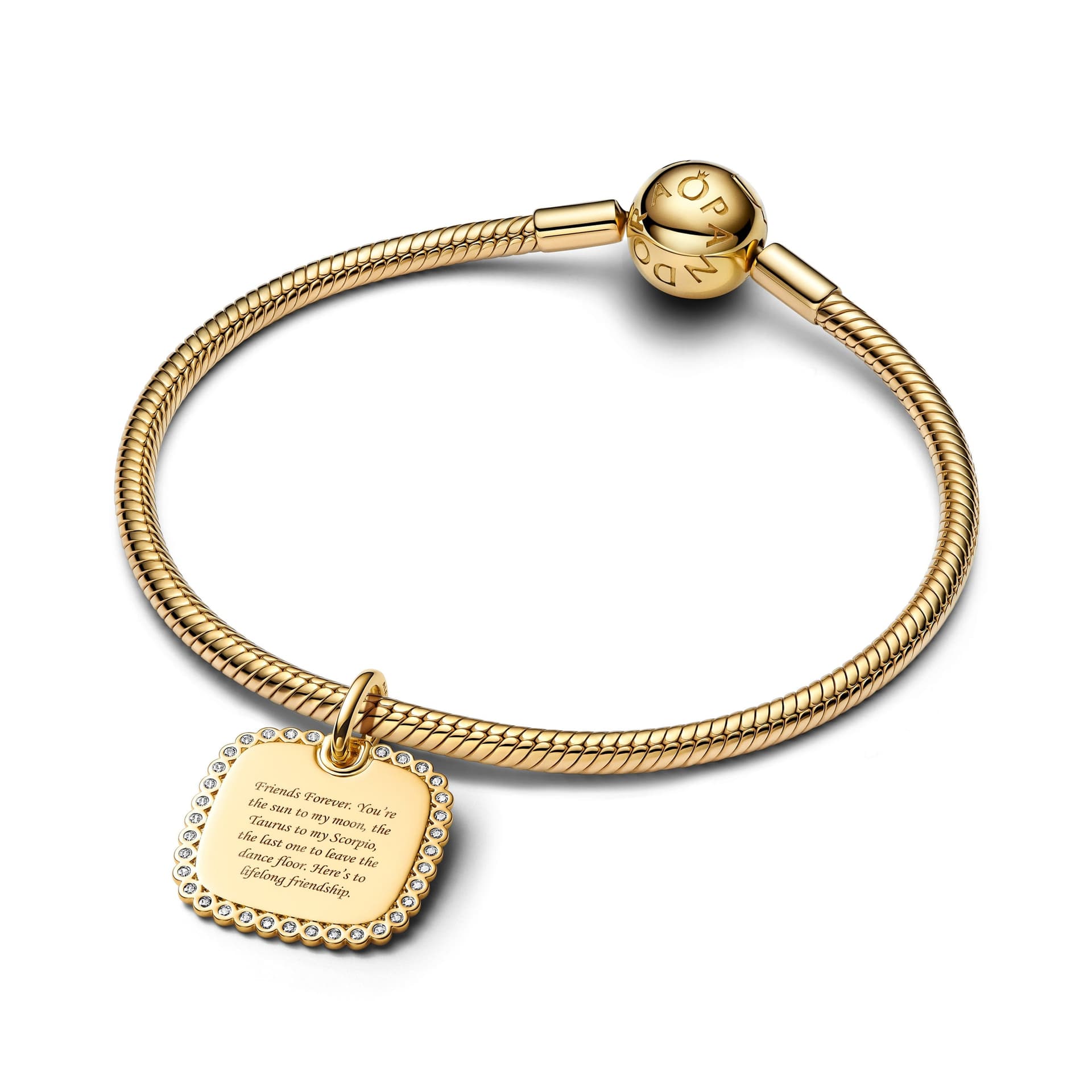 Pandora    Charm Pendente Medaglia Quadrata Luminosa da incidere - 3