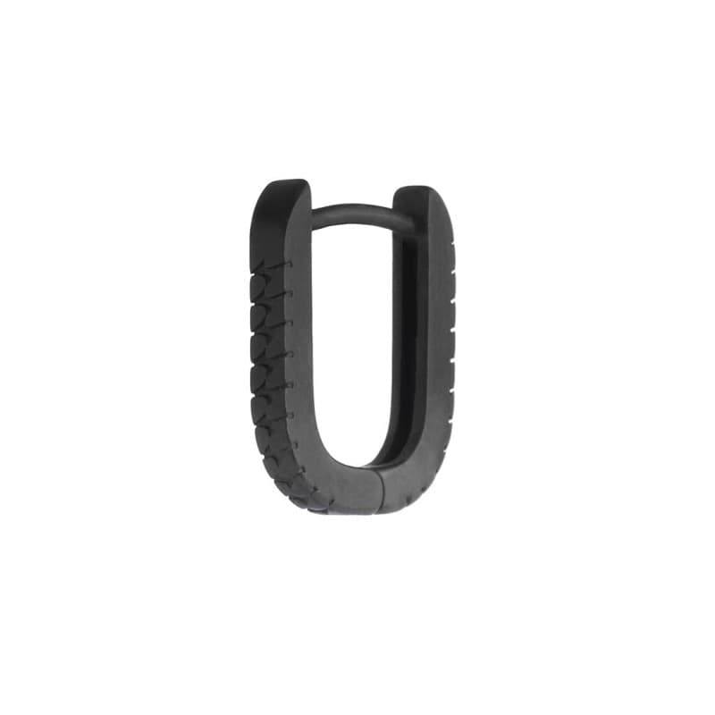 Marlù   -  Orecchino ovale 1,7 cm trama con black oil opaco - 2