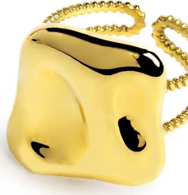 Marlù   Anello doppia fascia con quadrato irregolare martellato - 2