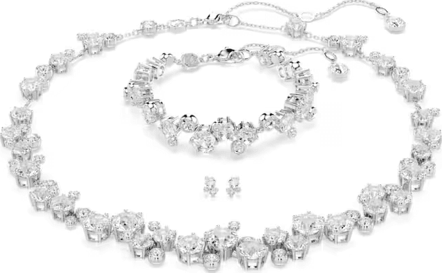 SWAROVSKI - Collana Bracciale e Orecchini , Set Constella Taglio misto, Bianco, Placcato rodio